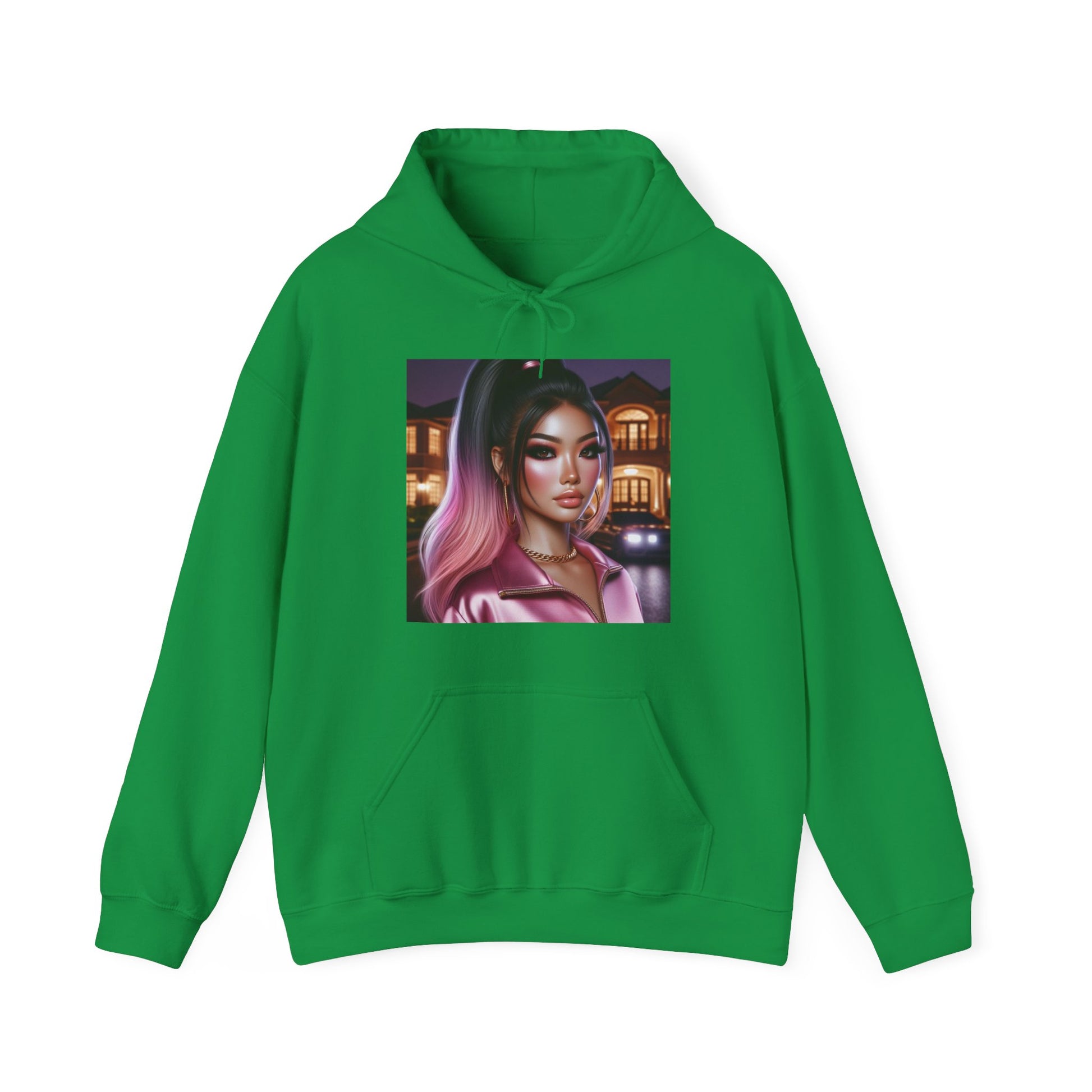 Pink at Night Hoodie Hoodie Printify Irish Green S 