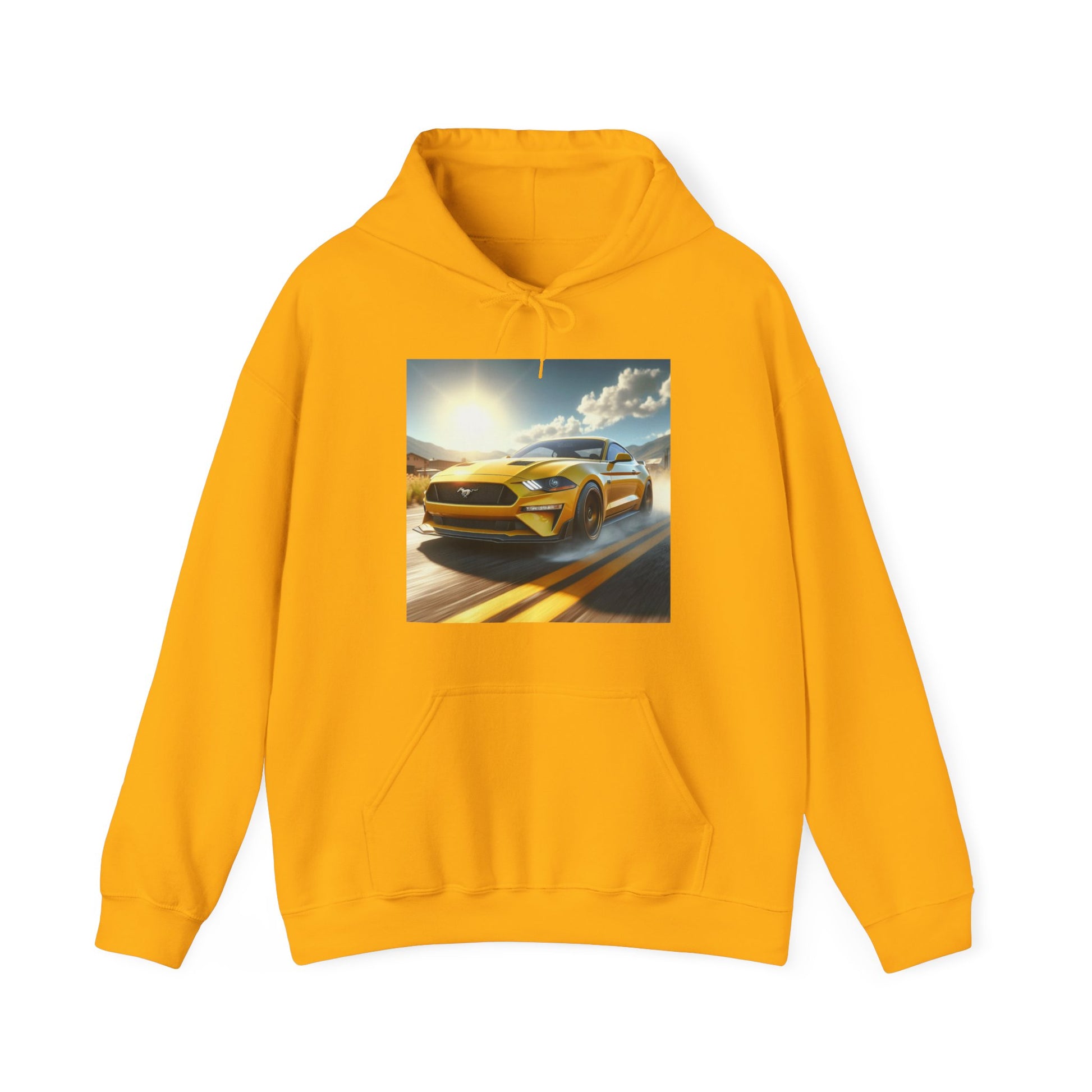 Yellow Mustang Hoodie Hoodie Printify Gold S 