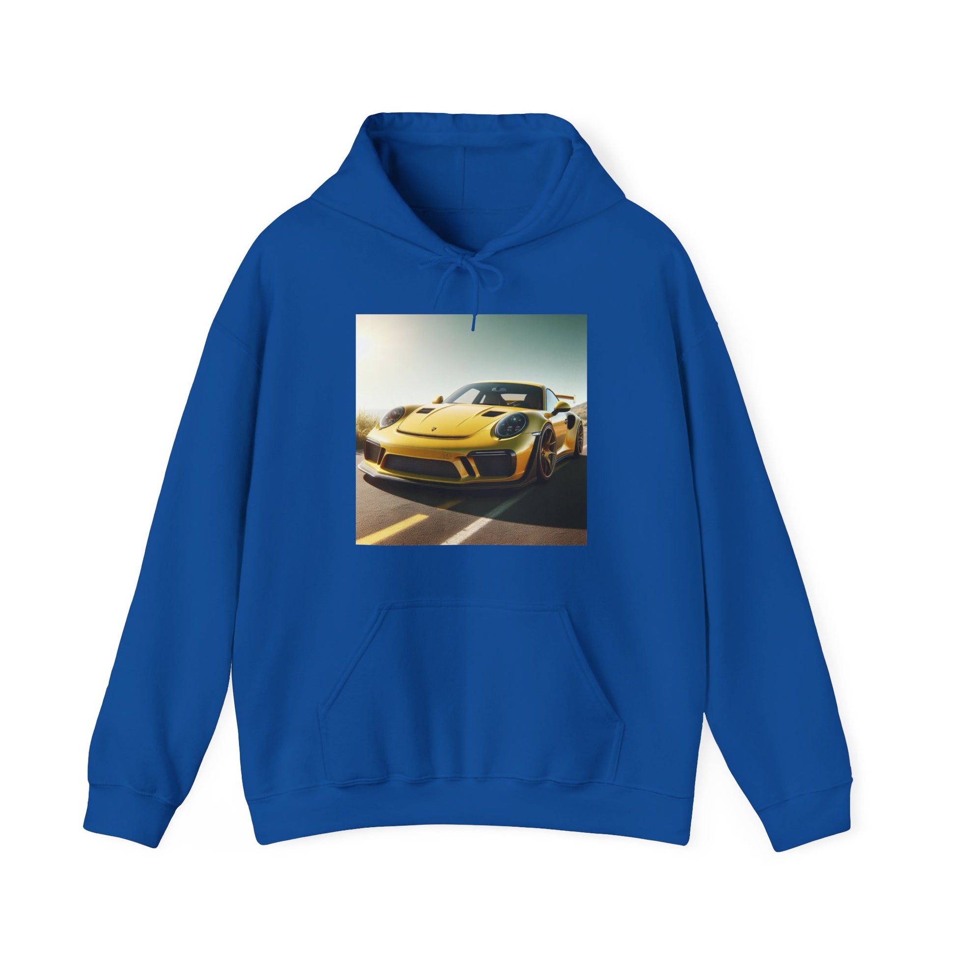 Yellow Porsche Hoodie Hoodie Printify Royal S 