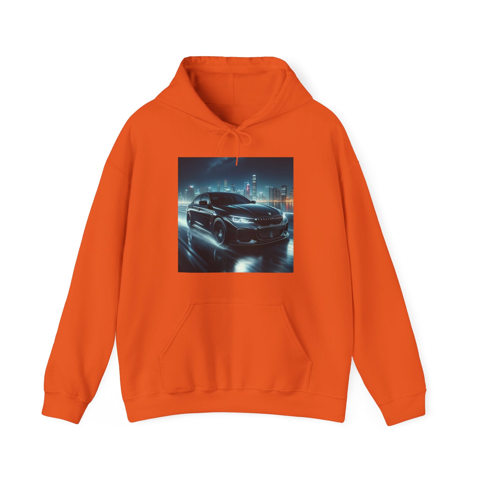 Black BMW Hoodie Hoodie Printify Orange S 