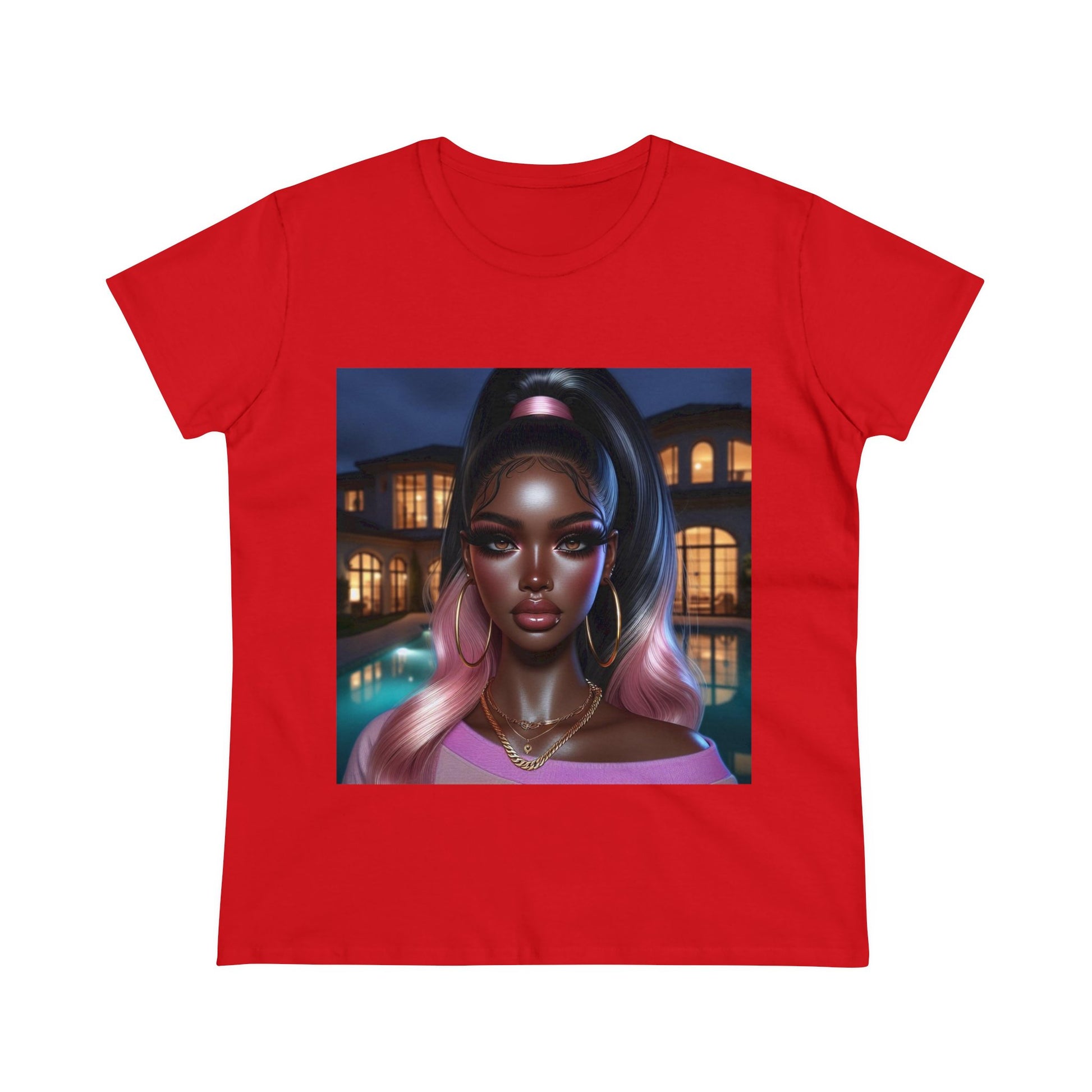 Pink at Night T-Shirt T-Shirt Printify Red S 