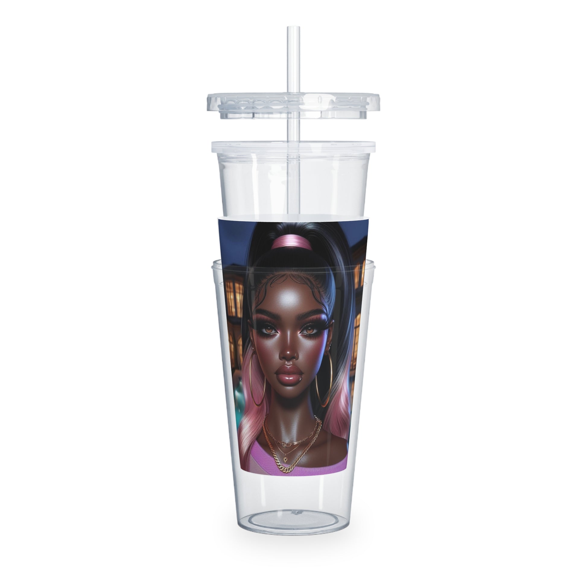 Pink at Night Tumbler with Straw Mug Printify   