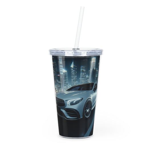 White Mercedes Tumbler with Straw Mug Printify 20oz Transparent 