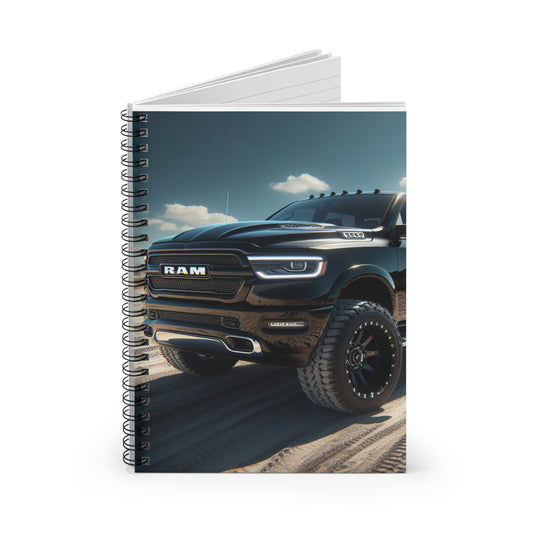Black Dodge Ram Spiral Notebook Paper products Printify   
