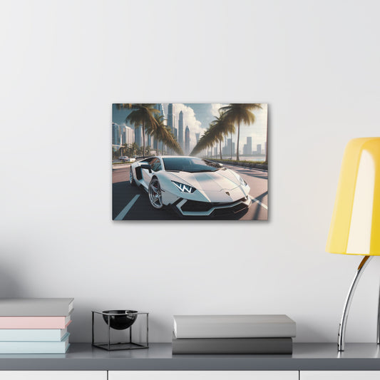 White Lamborghini Canvas Canvas Printify 16″ x 12″ (Horizontal) 0.75'' 