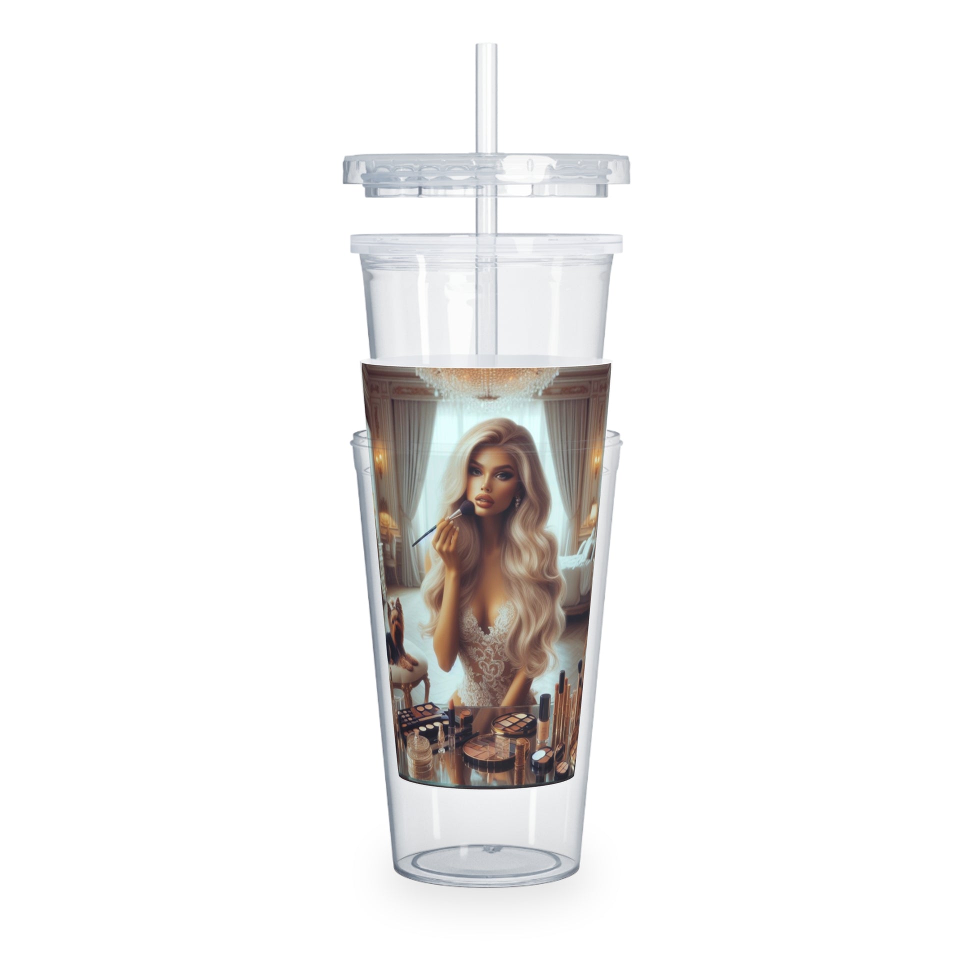 Make Up Time Tumbler with Straw Mug Printify   