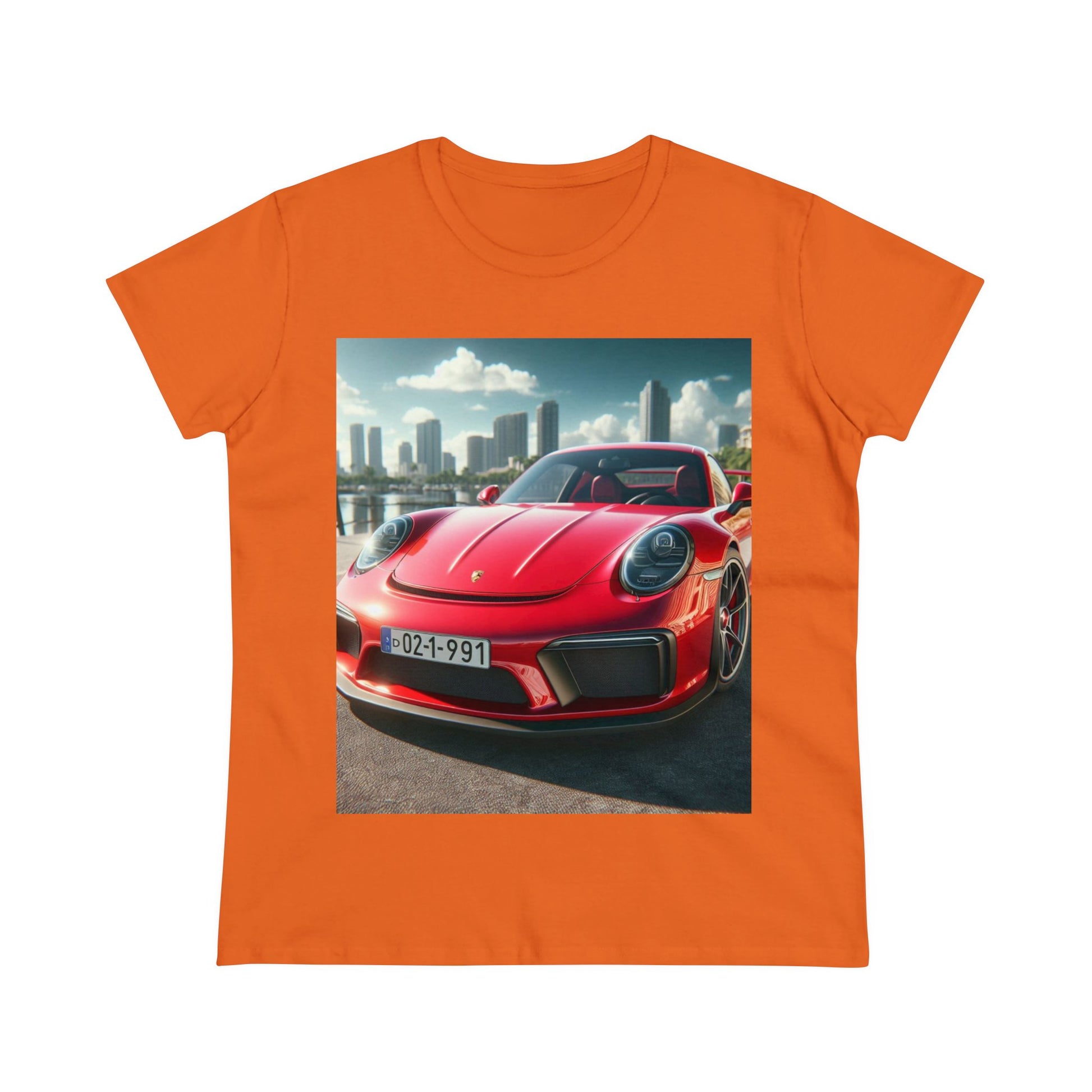 Red Porsche T-Shirt T-Shirt Printify Orange S 