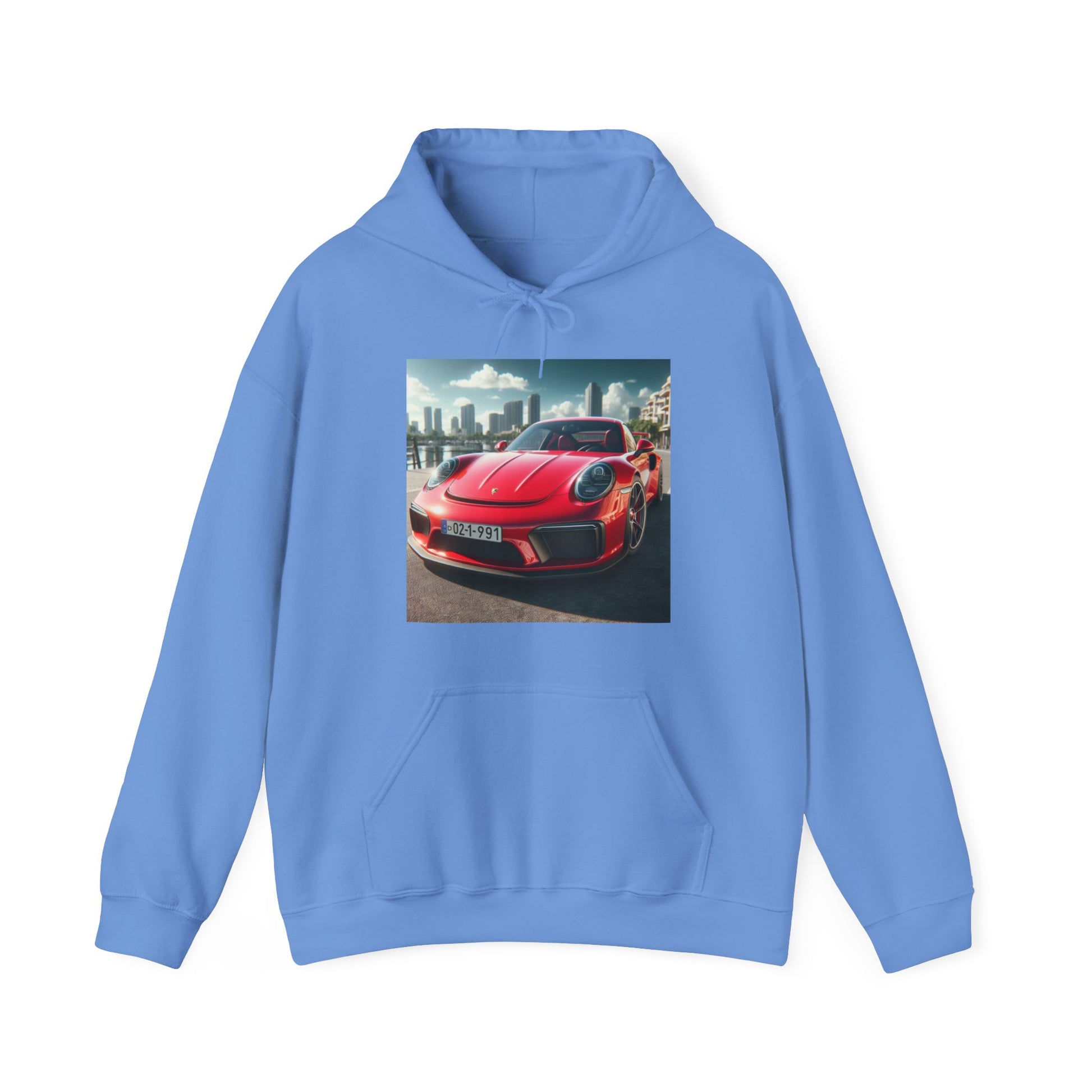 Red Porsche Hoodie Hoodie Printify Carolina Blue S 