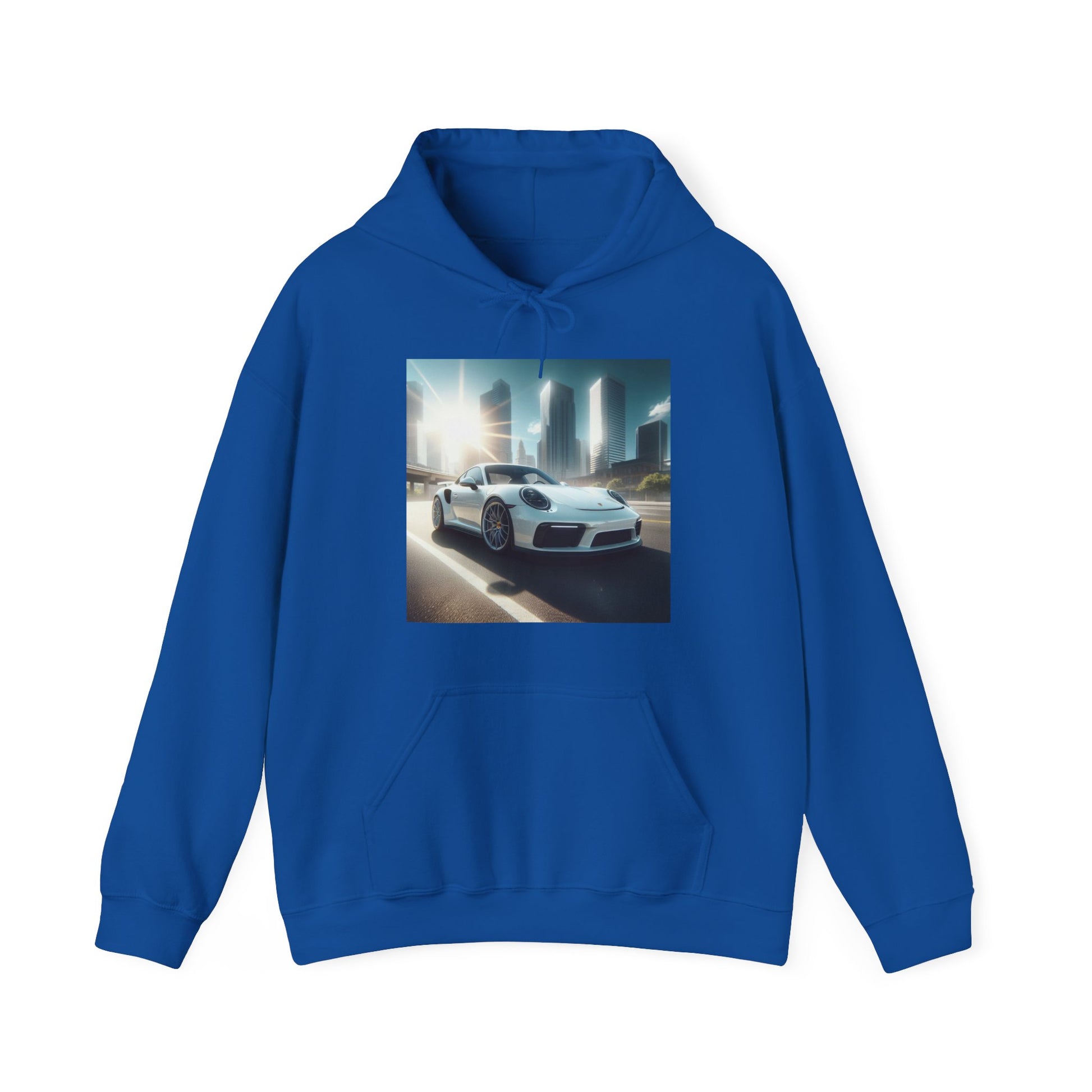 White Porsche Hoodie Hoodie Printify Royal S 