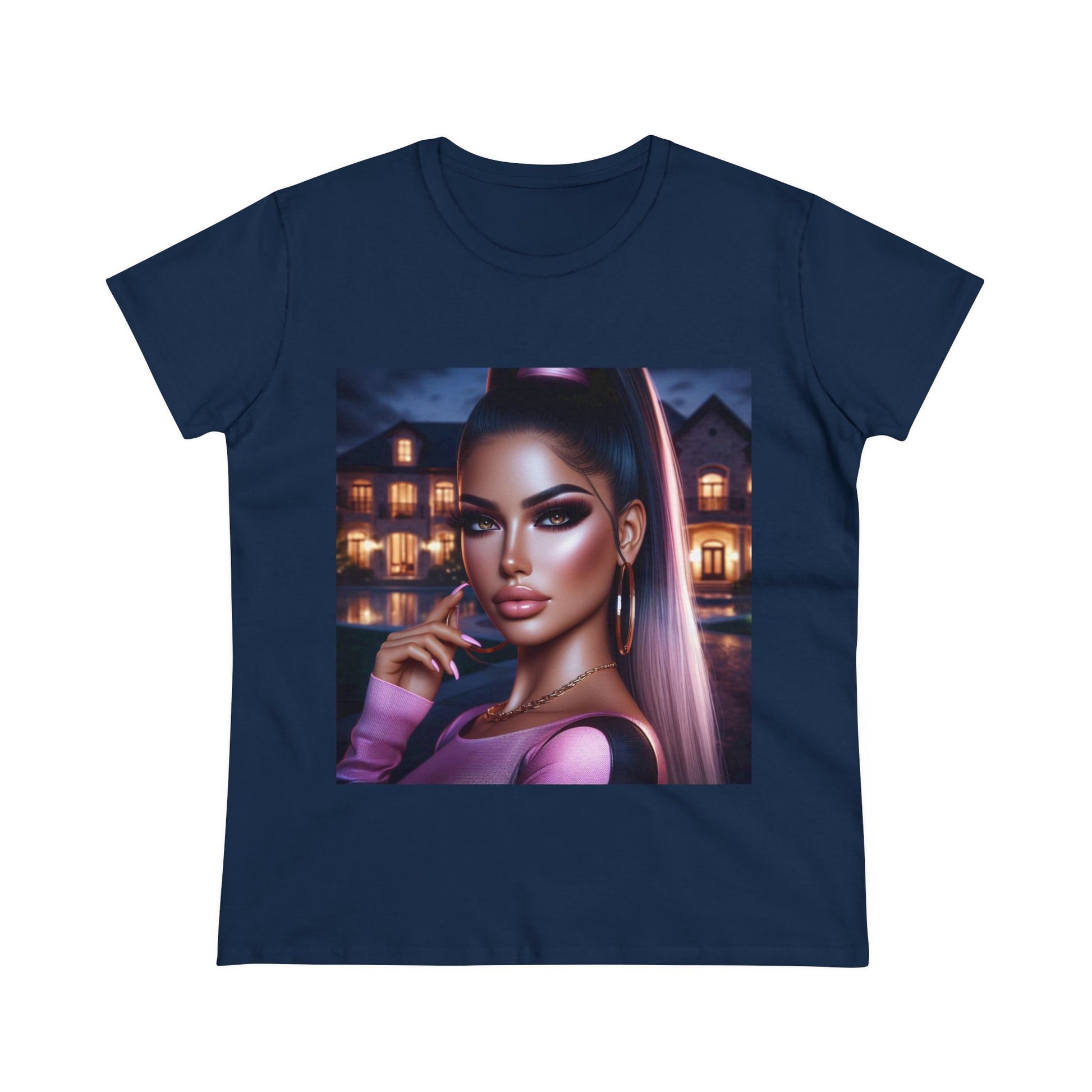 Pink at Night T-Shirt T-Shirt Printify Navy S 