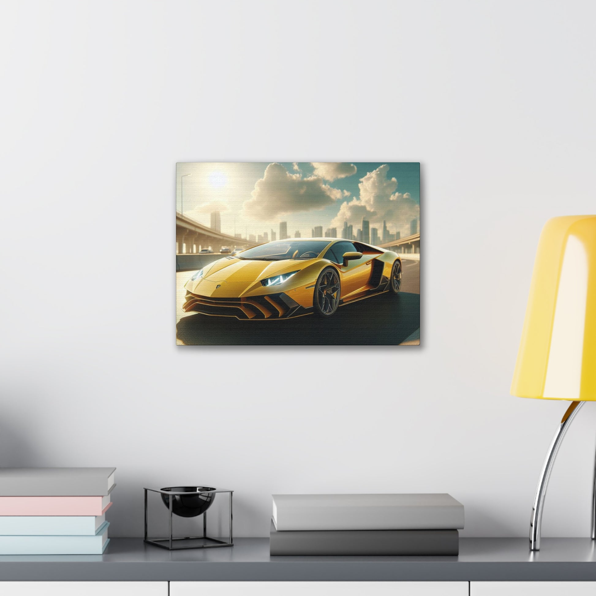 Yellow Lamborghini Canvas Canvas Printify 16″ x 12″ (Horizontal) 0.75'' 