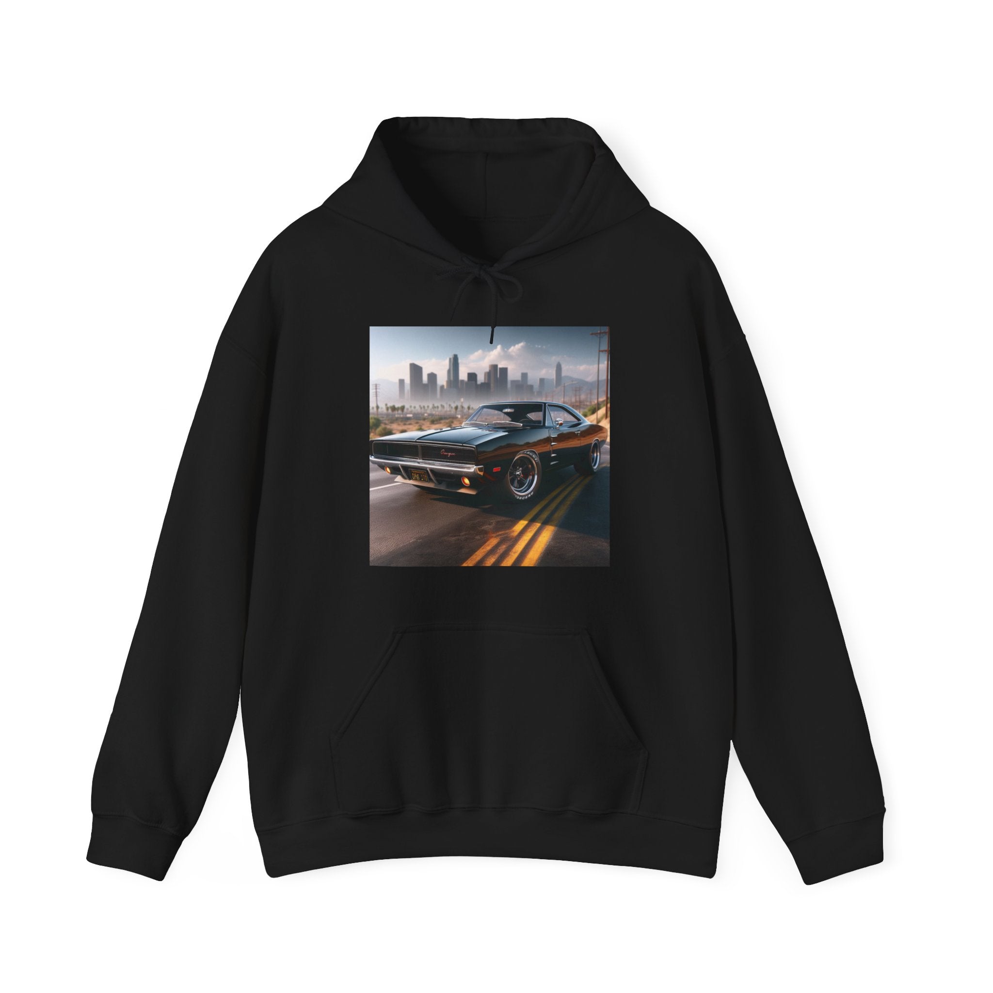 1970 Black Dodge Charger Hoodie Hoodie Printify Black S 