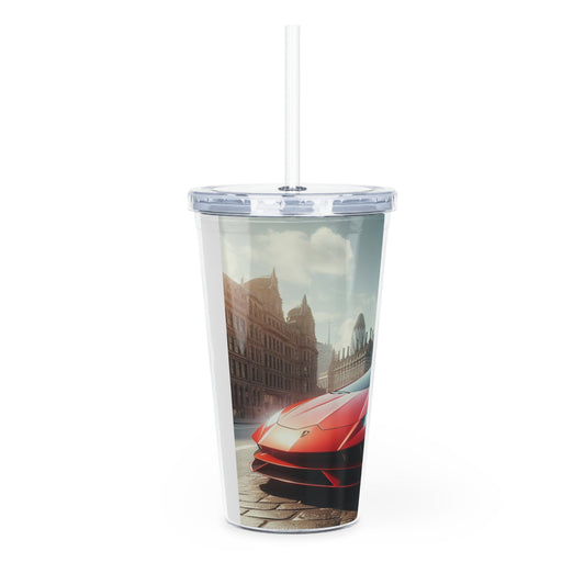 Red Lamborghini Tumbler with Straw Mug Printify   