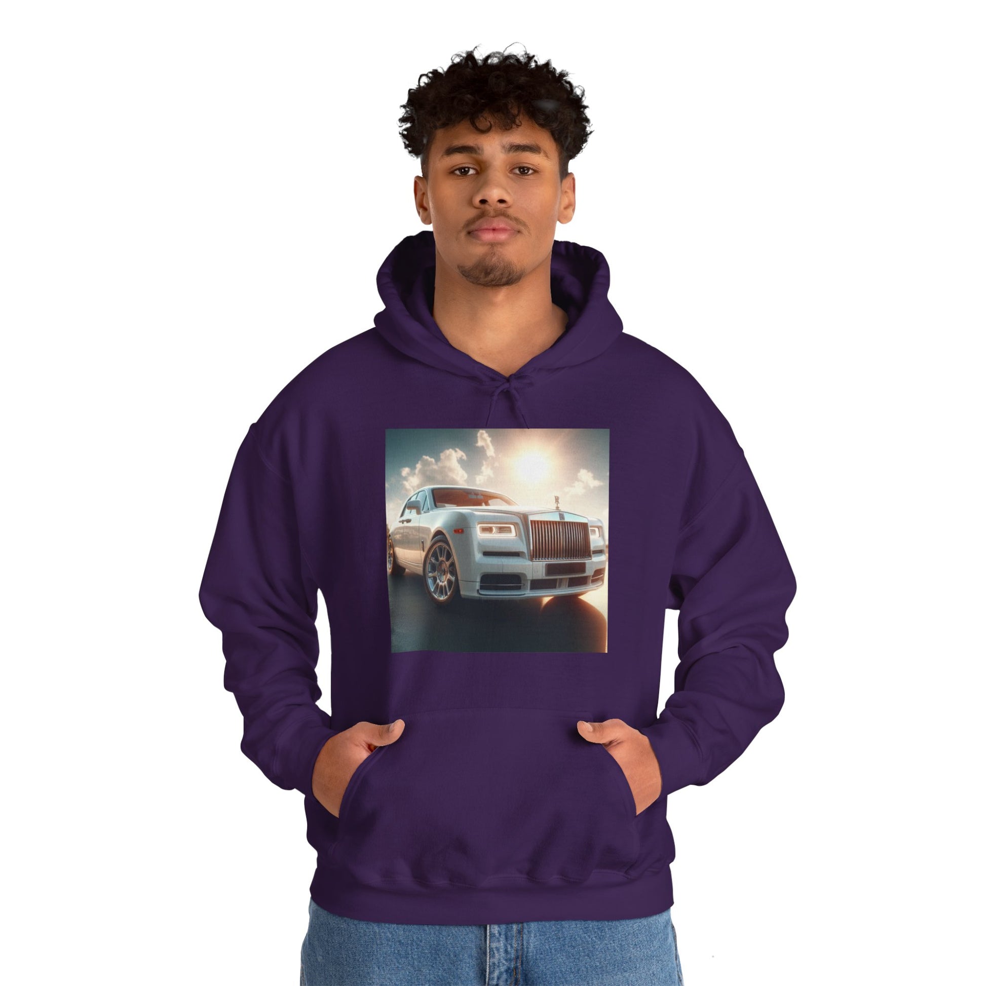 White Rolls Royce Hoodie Hoodie Printify   