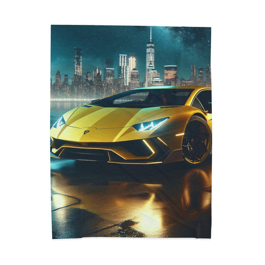 Yellow Lamborghini Plush Blanket All Over Prints Printify 60" × 80"  