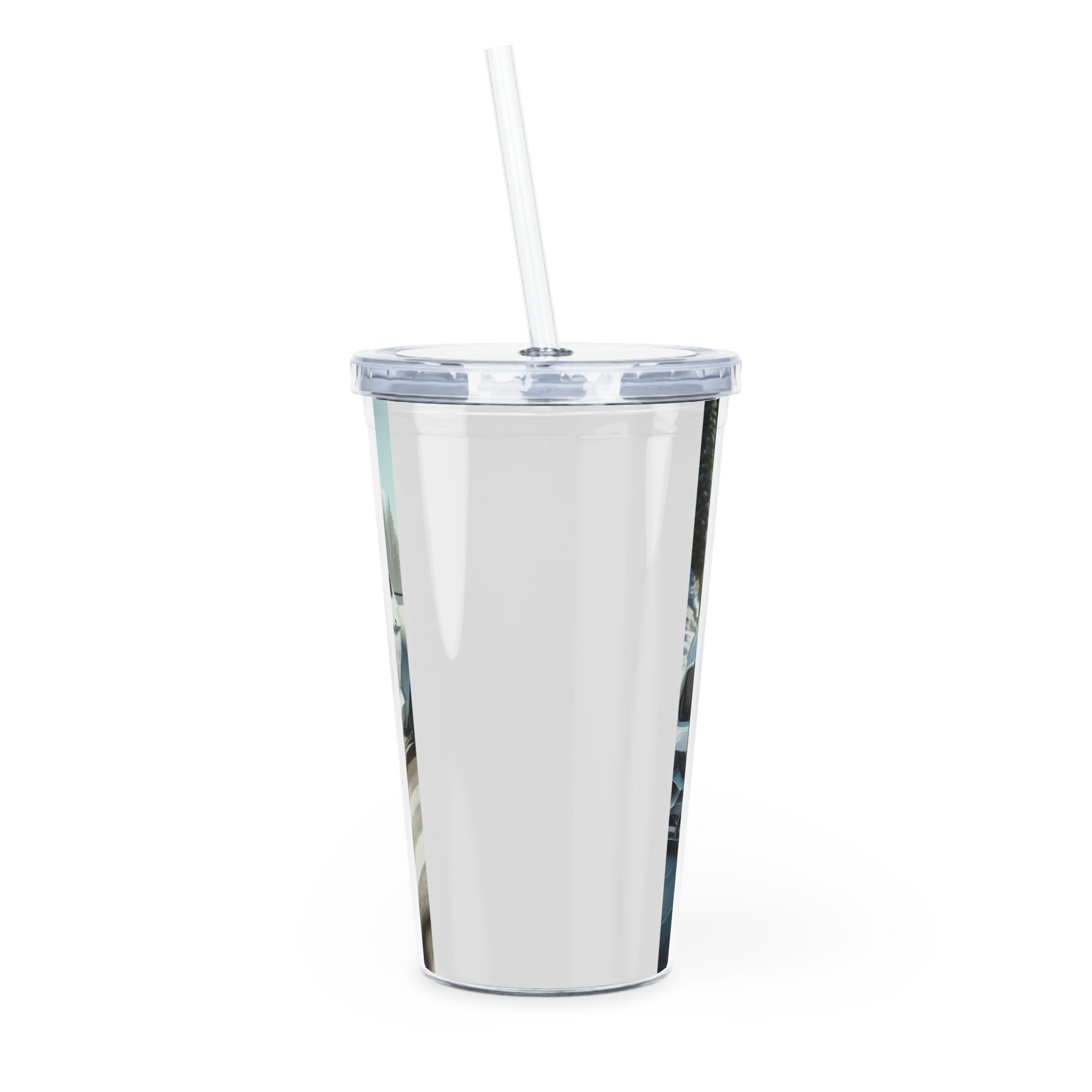 White Mustang Tumbler with Straw Mug Printify   