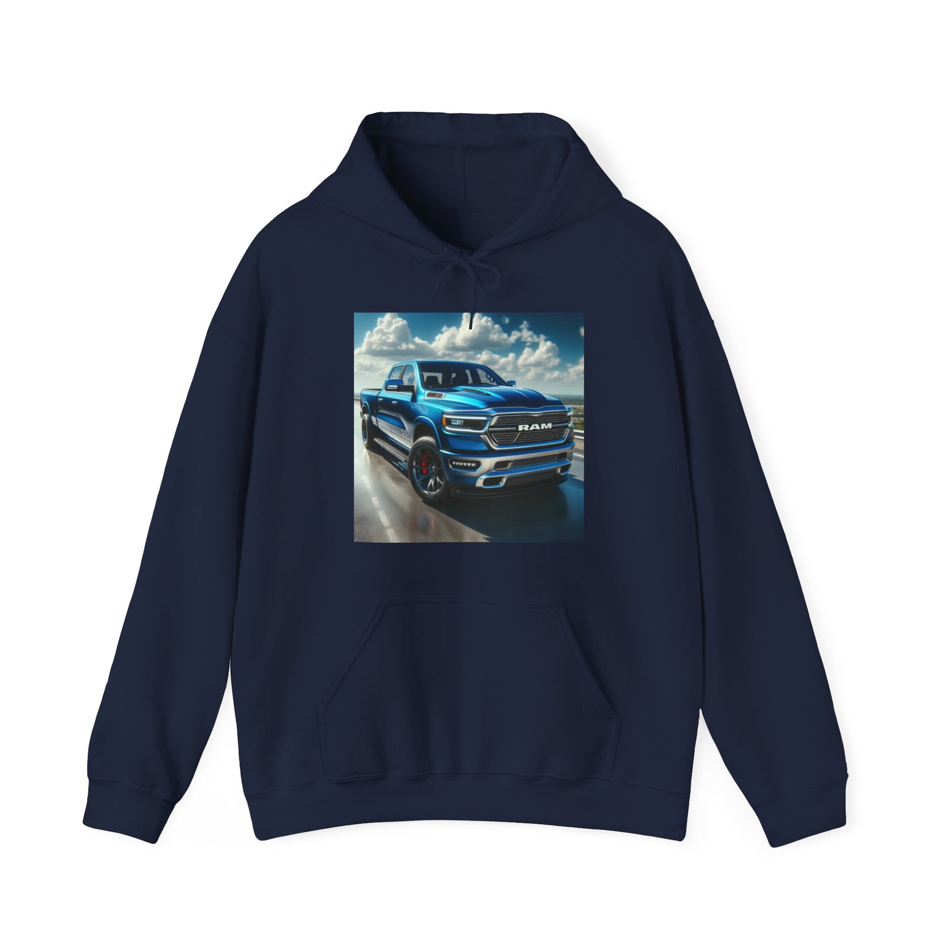 Blue Dodge Ram Hoodie Hoodie Printify Navy S 