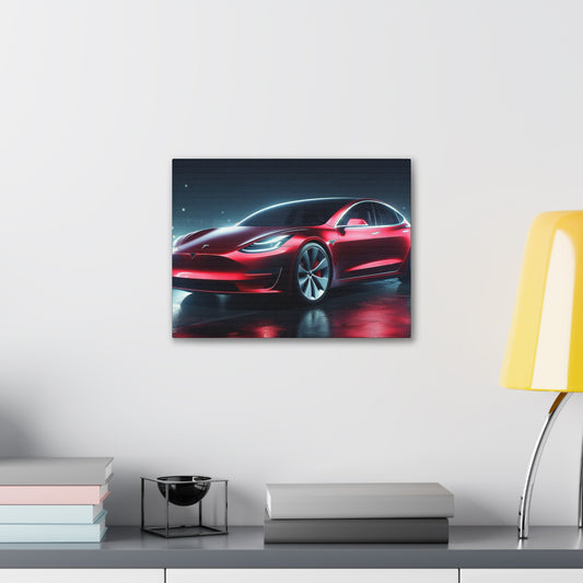 Red Tesla Canvas Canvas Printify 16″ x 12″ (Horizontal) 0.75'' 