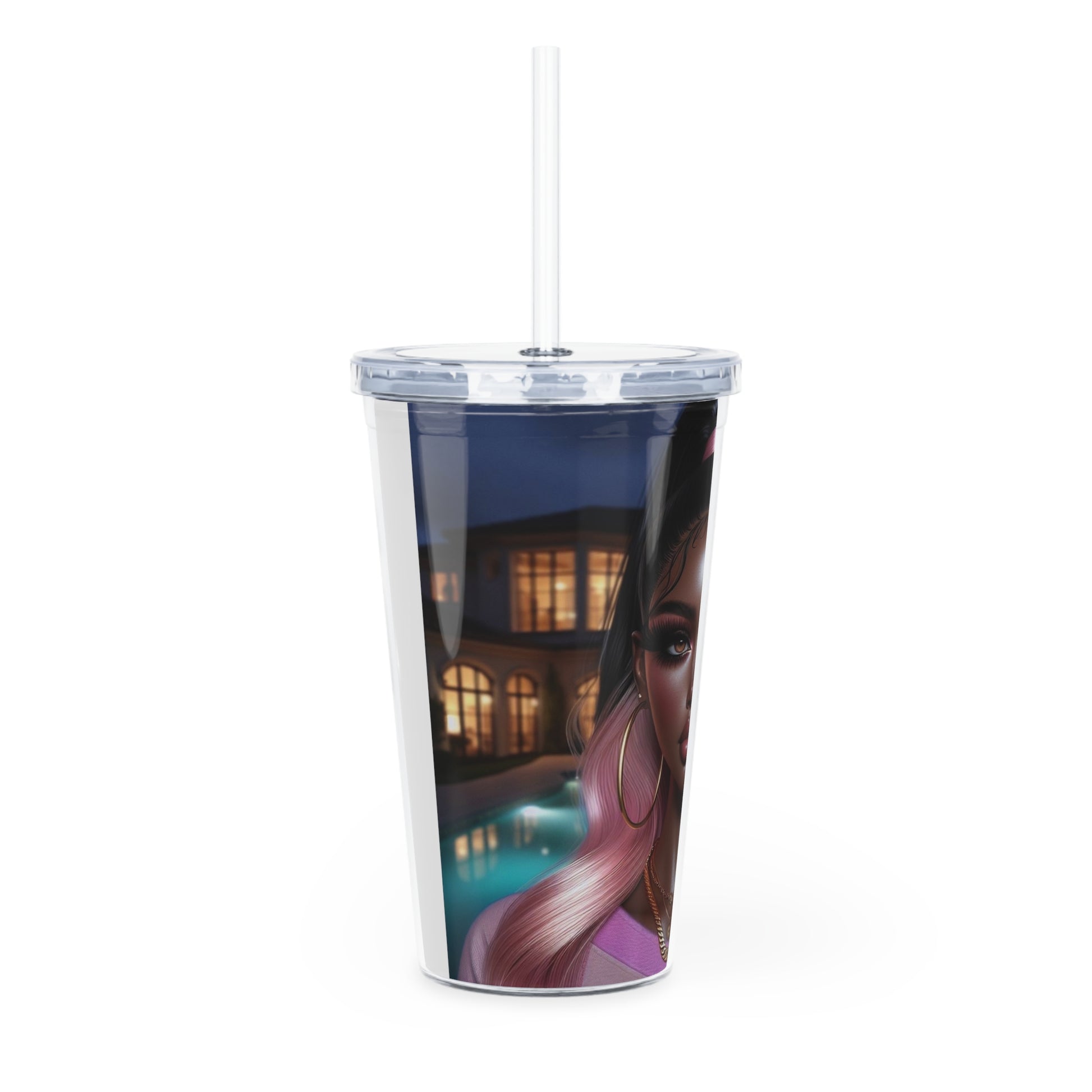 Pink at Night Tumbler with Straw Mug Printify   