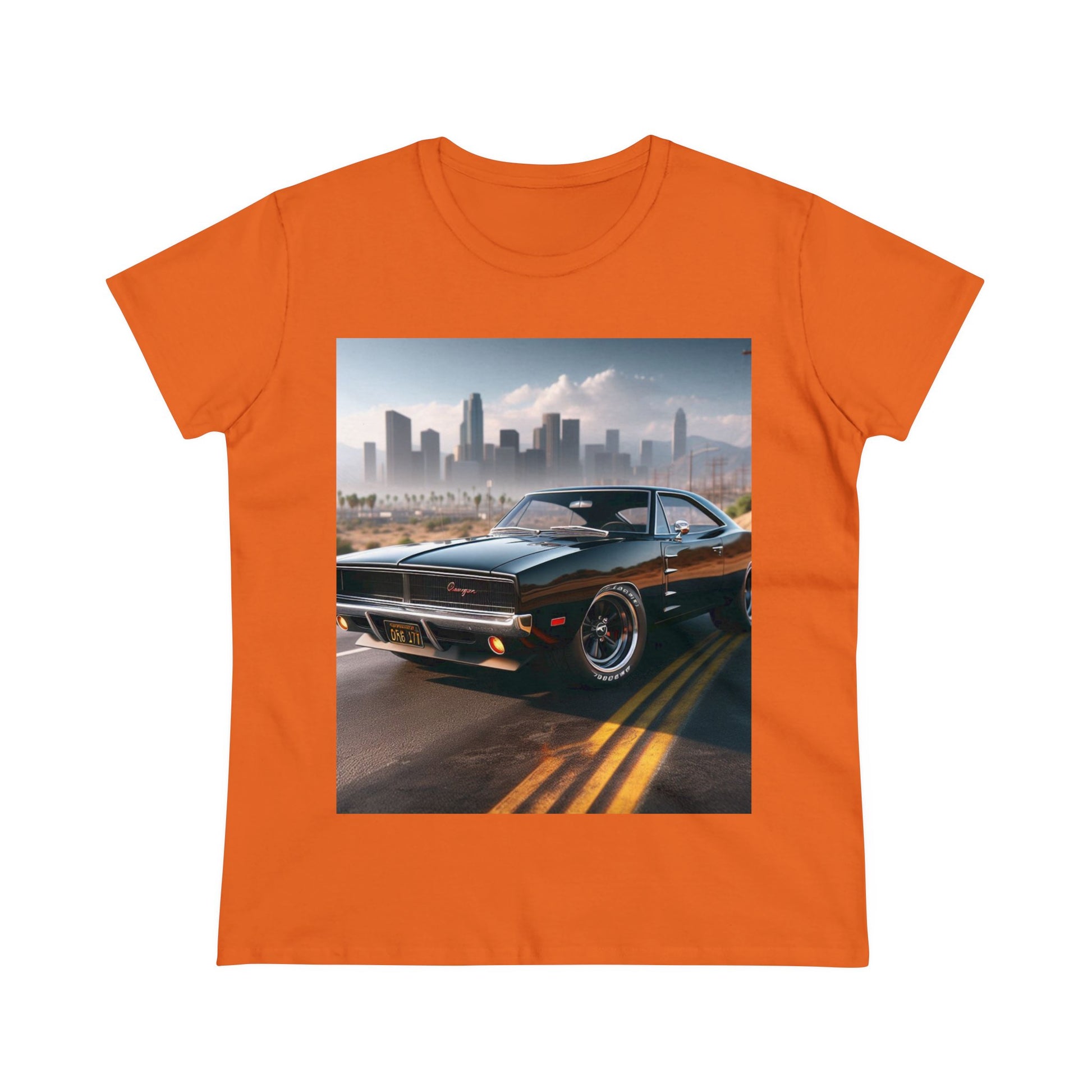 1970 Black Dodge Charge T-Shirt T-Shirt Printify Orange S 