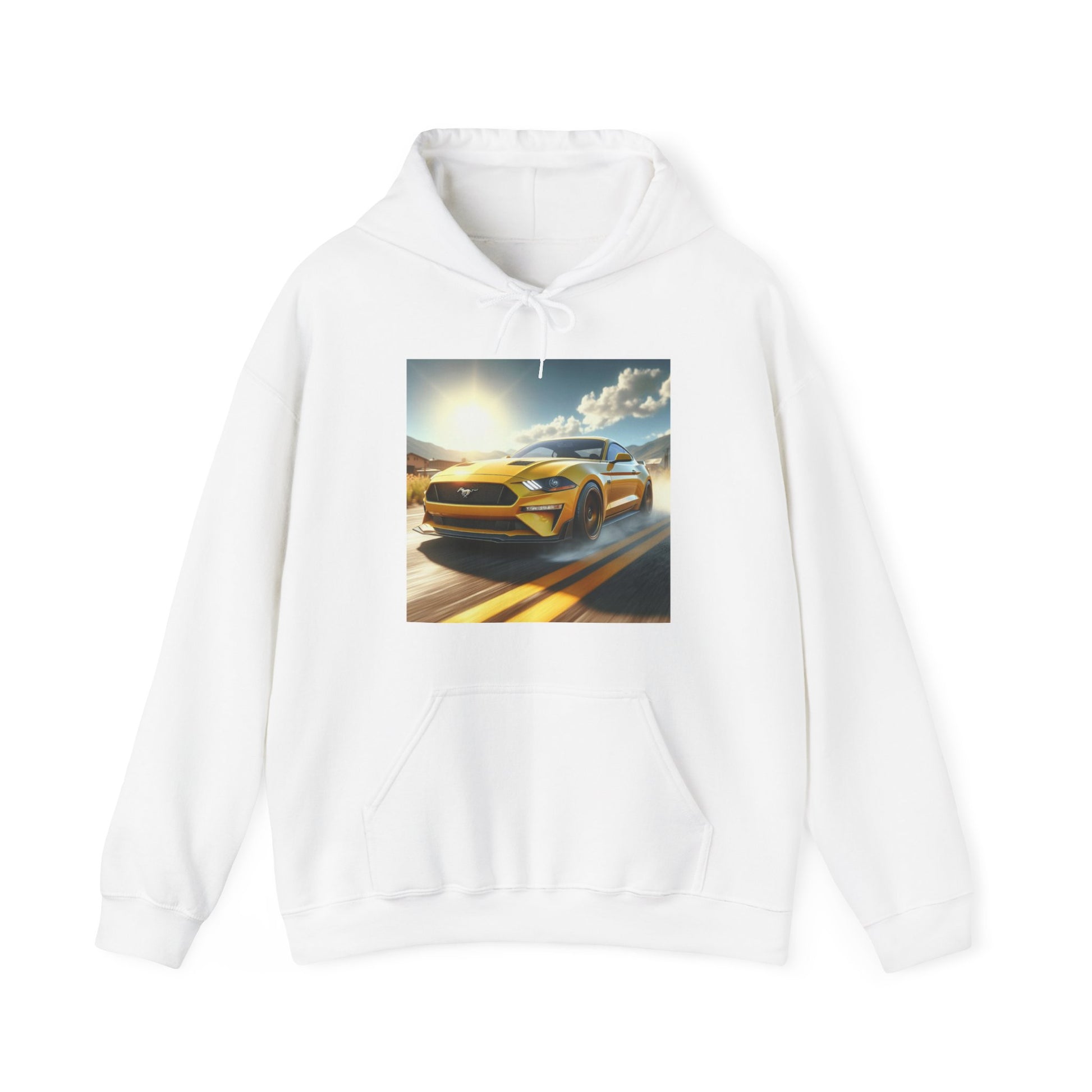 Yellow Mustang Hoodie Hoodie Printify White S 