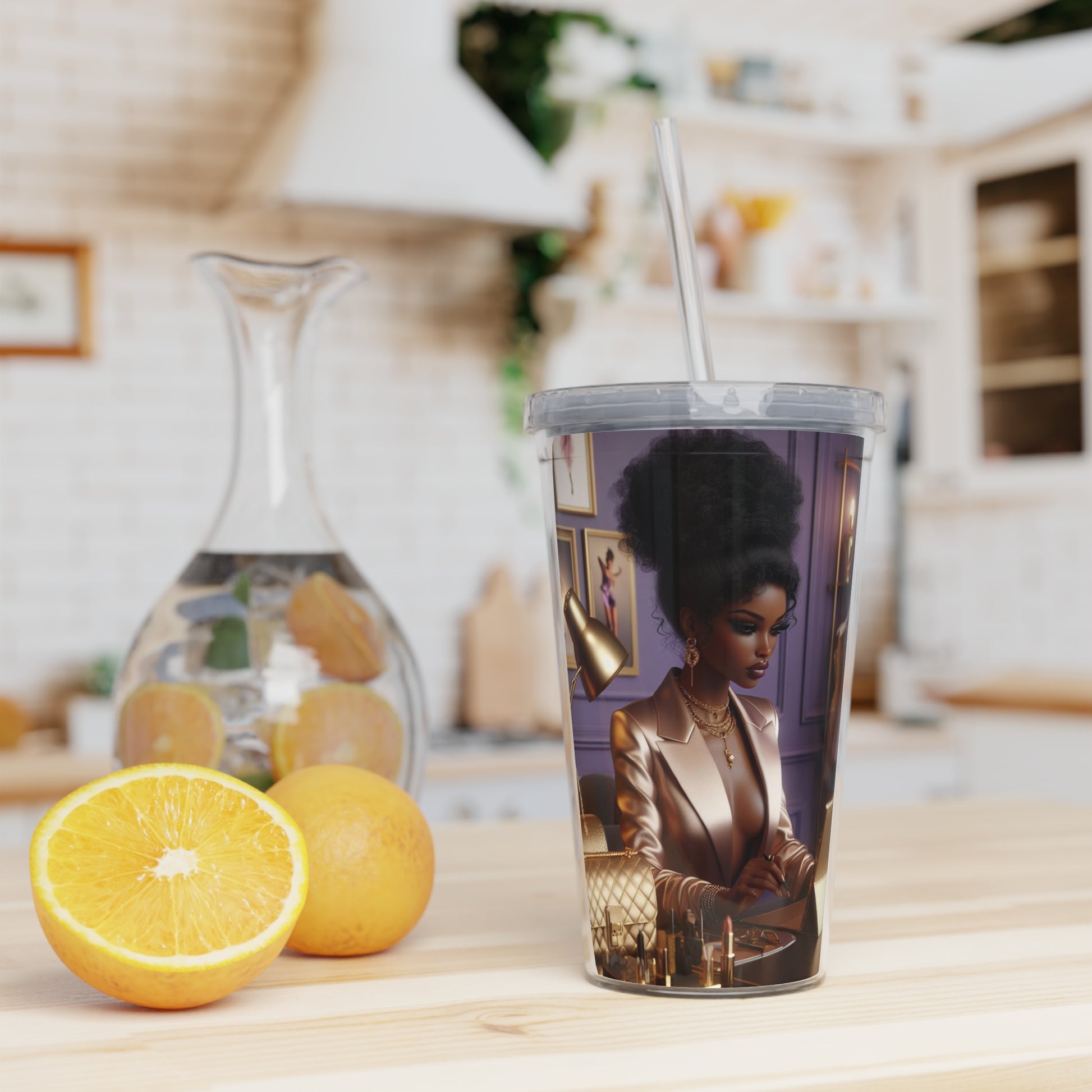 Fashion and Beauty Tumbler with Straw Mug Printify   