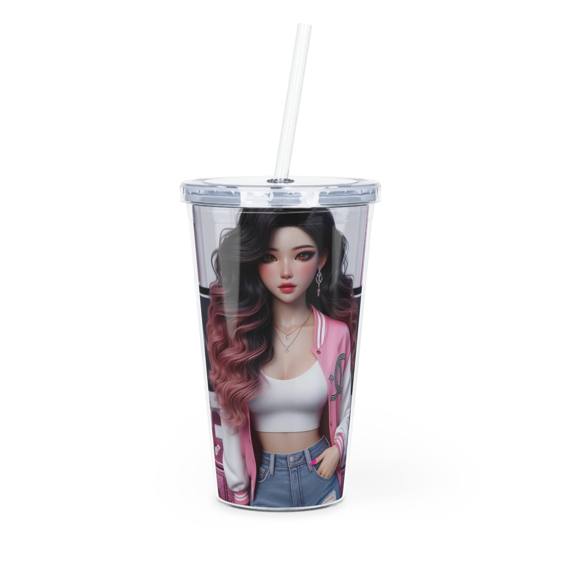 Pink Everything Tumbler with Straw Mug Printify 20oz Transparent 