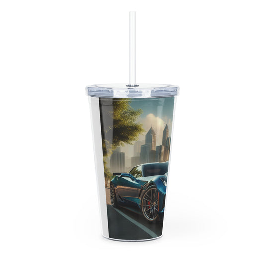 Blue Corvette Tumbler with Straw Mug Printify   