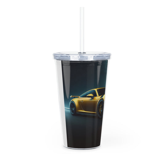 Yellow Porsche Tumbler with Straw Mug Printify   