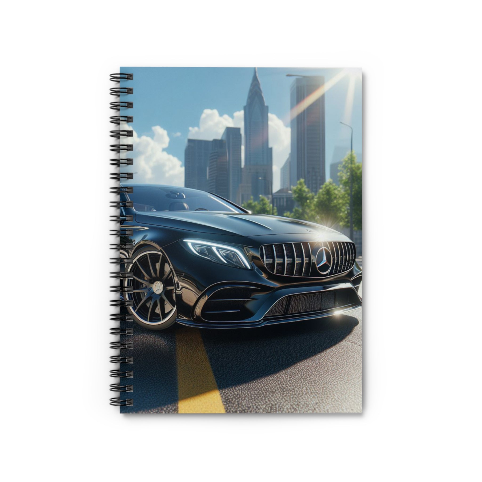 Black Mercedes Spiral Notebook Paper products Printify One Size  