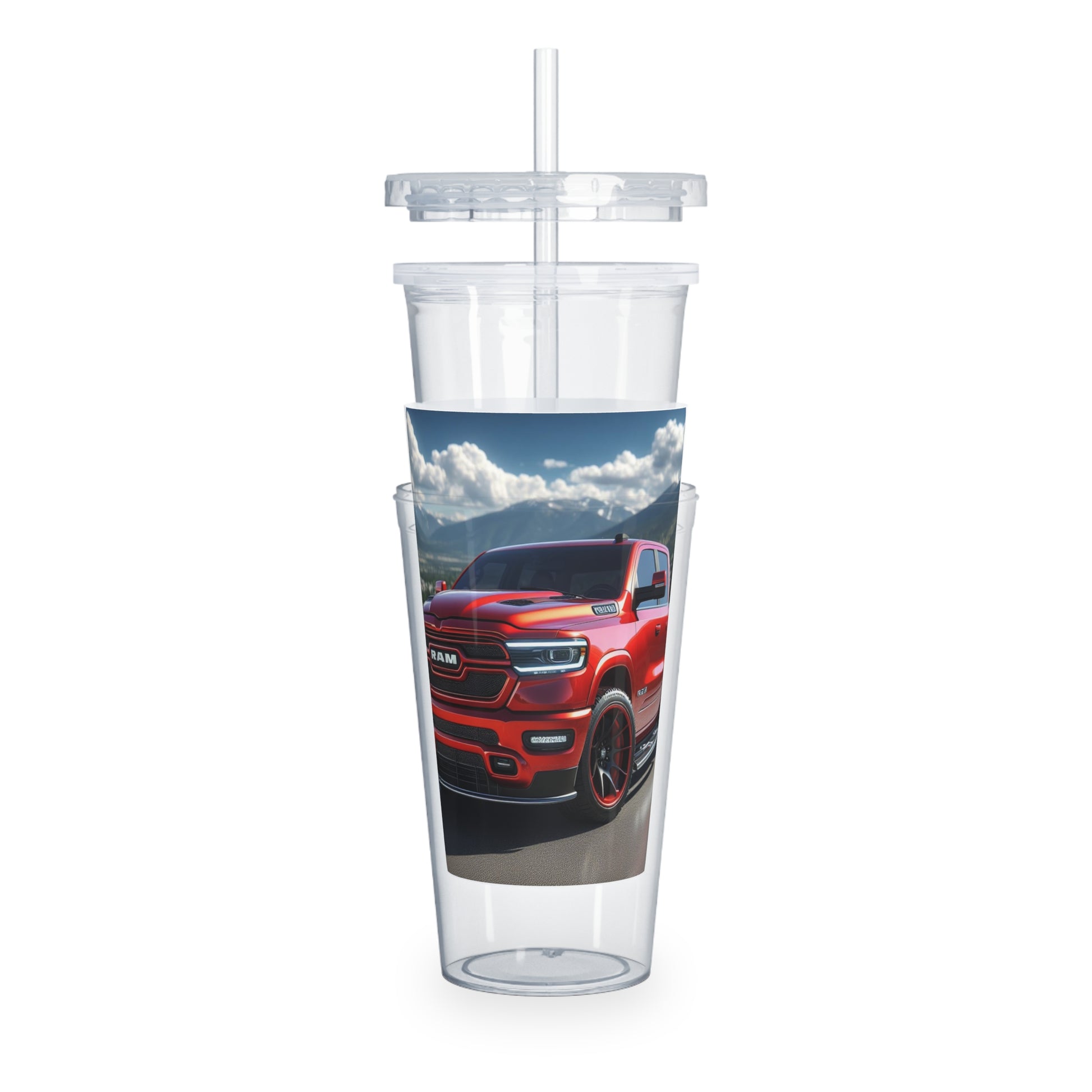 Red Dodge Ram Tumbler with Straw Mug Printify   