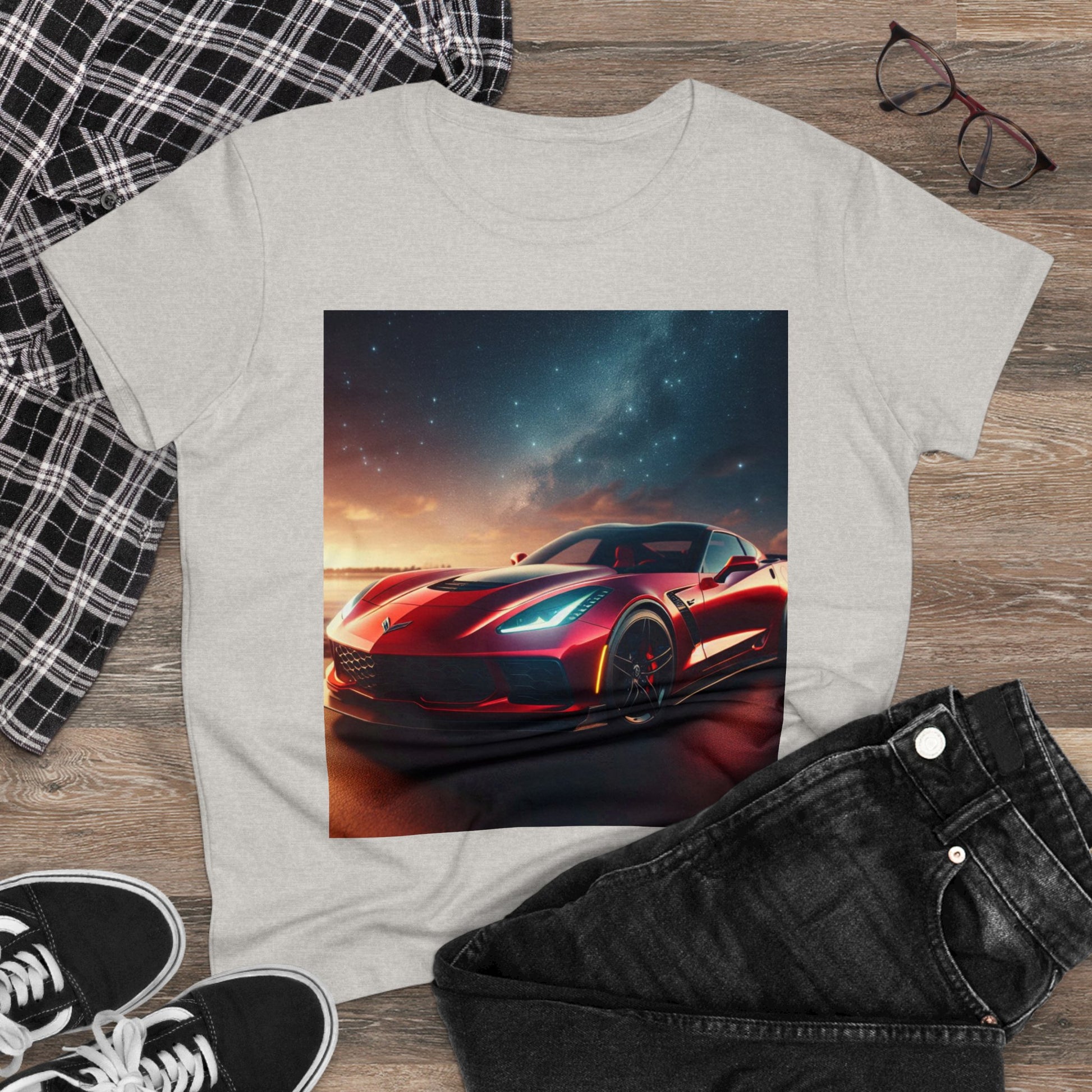 Red Corvette T-Shirt T-Shirt Printify   