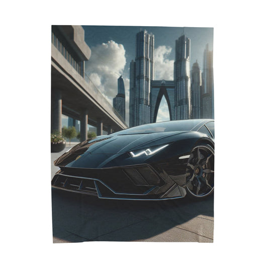 Black Lamborghini Plush Blanket blankets Printify 60" × 80"  