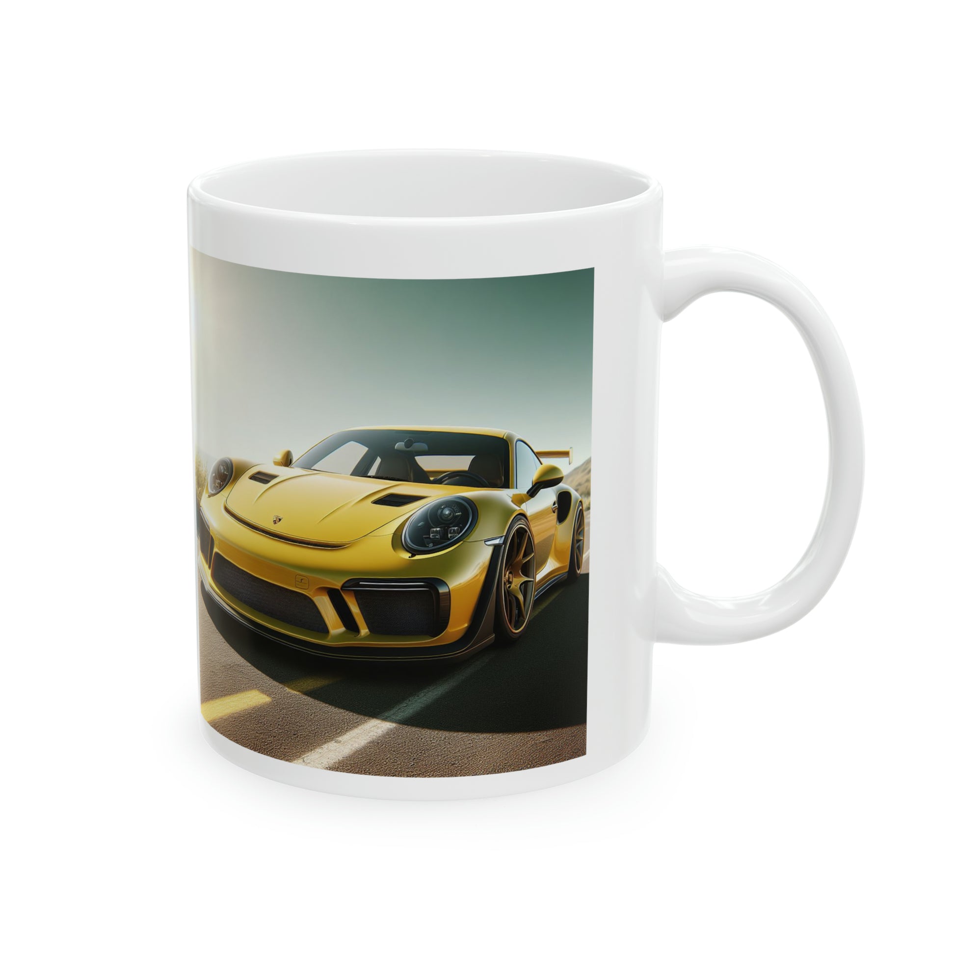 Yellow Porsche Mug Mug Printify   