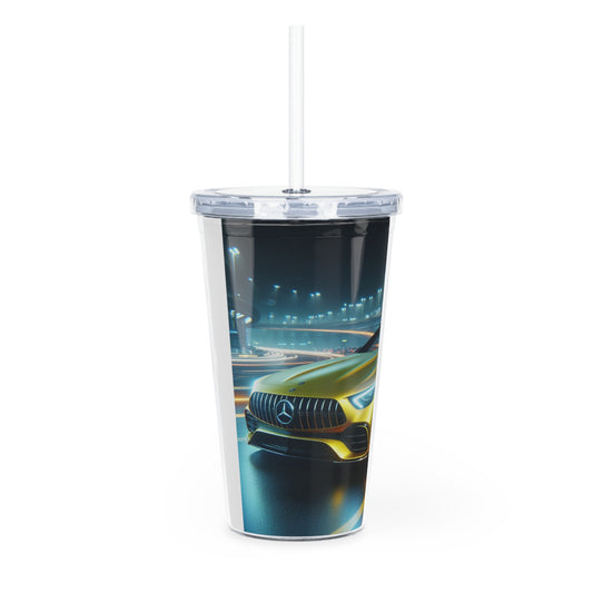 Yellow Mercedes Tumbler with Straw Mug Printify   
