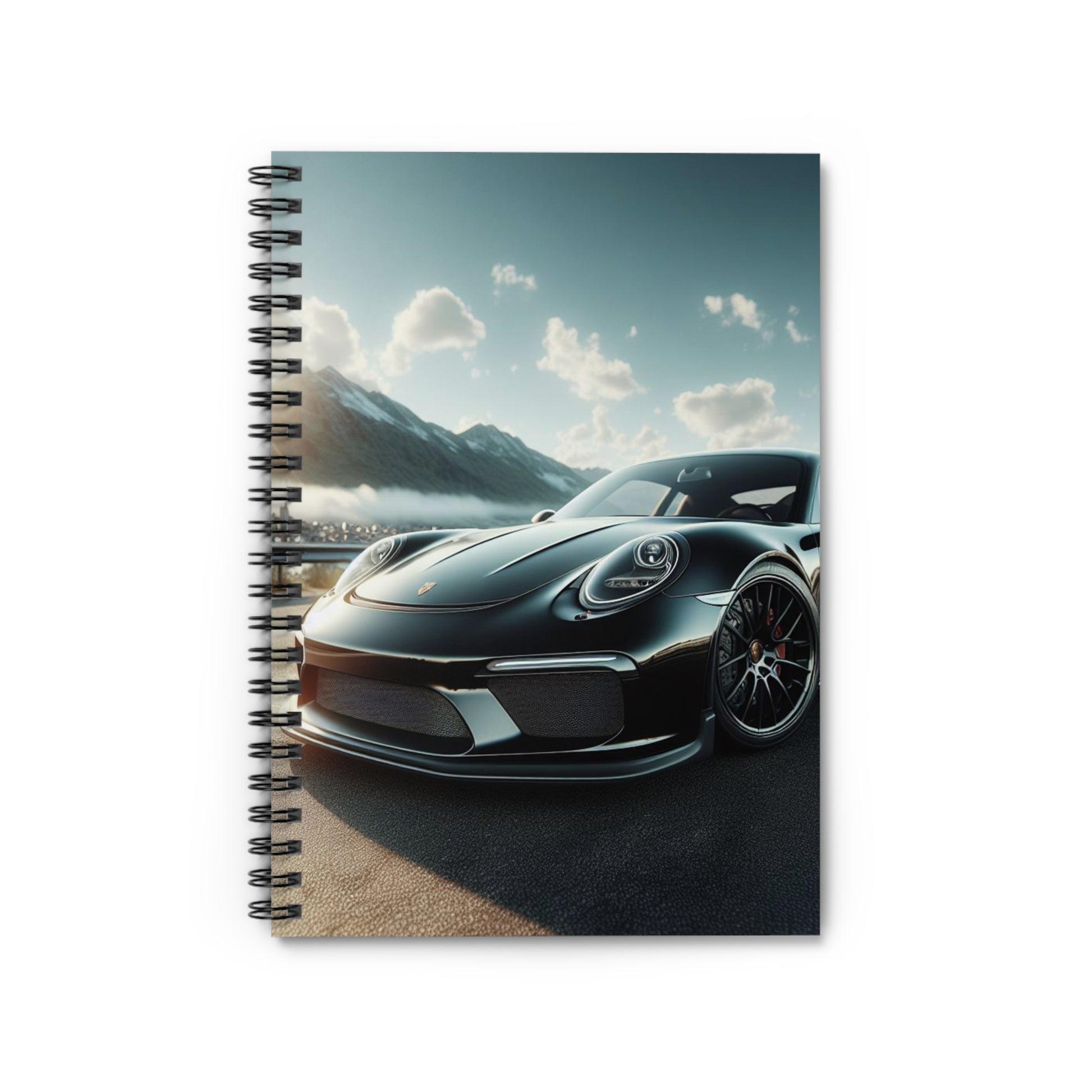 Black Porsche Spiral Notebook Paper products Printify One Size  