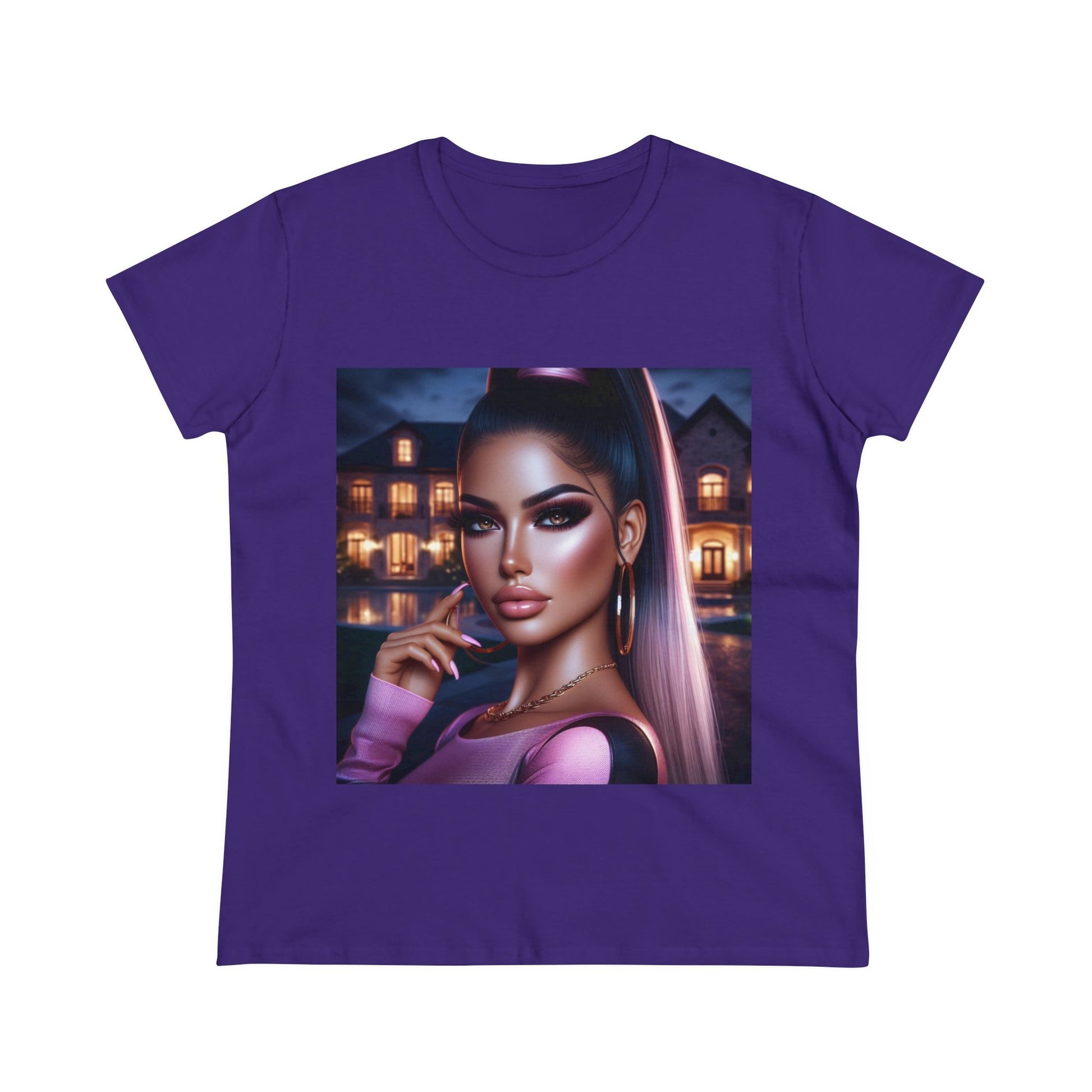 Pink at Night T-Shirt T-Shirt Printify Purple S 