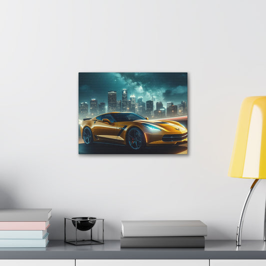 Yellow Corvette Canvas Canvas Printify 16″ x 12″ (Horizontal) 0.75'' 