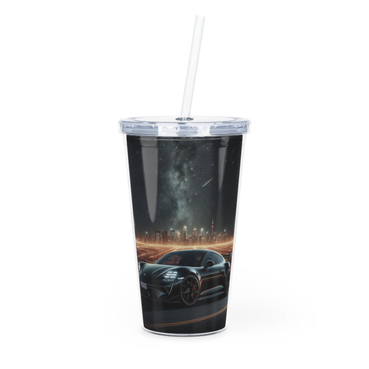 Black Porsche Tumbler with Straw Mug Printify 20oz Transparent 