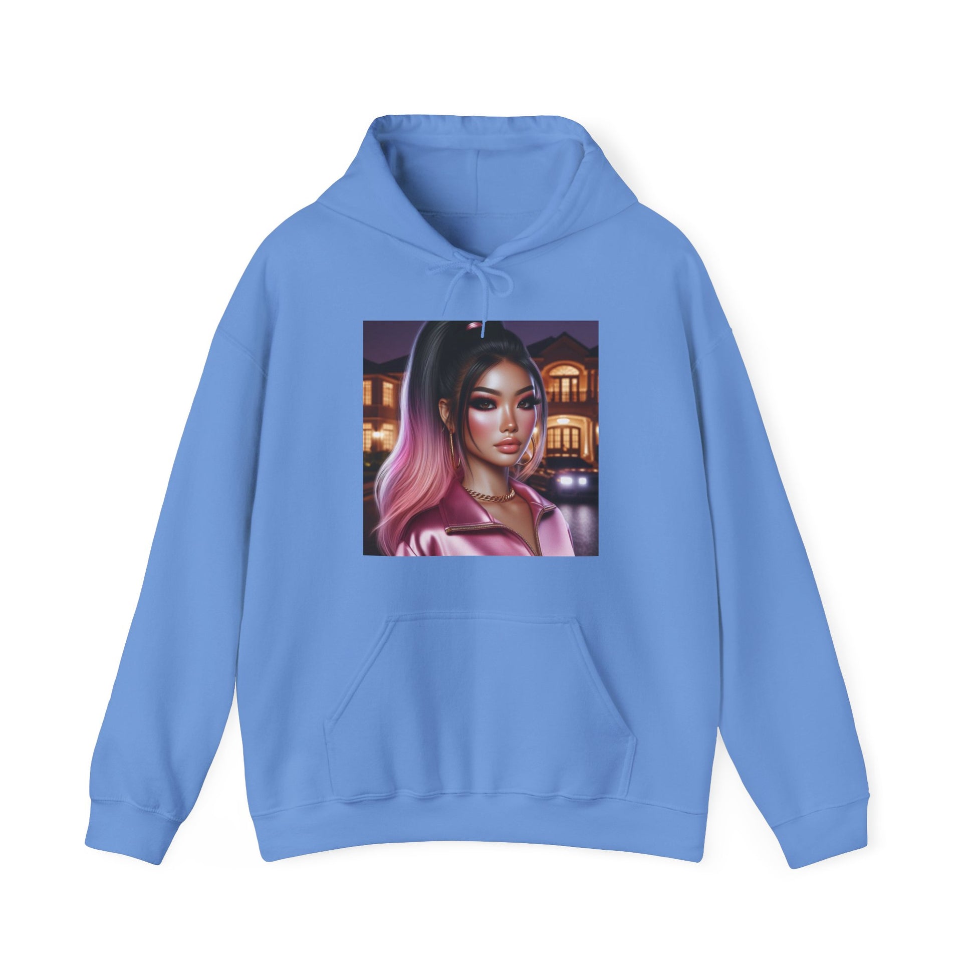 Pink at Night Hoodie Hoodie Printify Carolina Blue S 