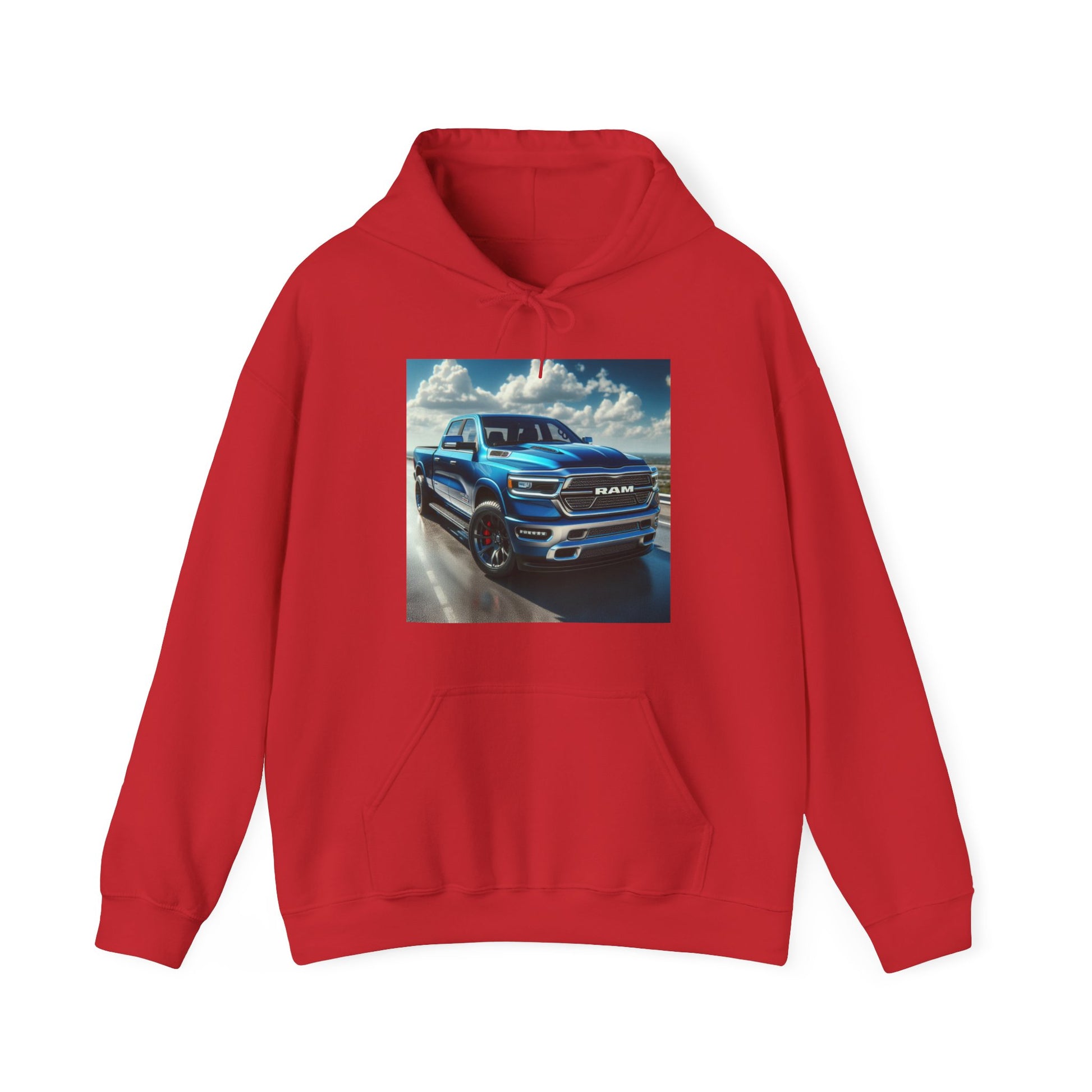 Blue Dodge Ram Hoodie Hoodie Printify Red S 