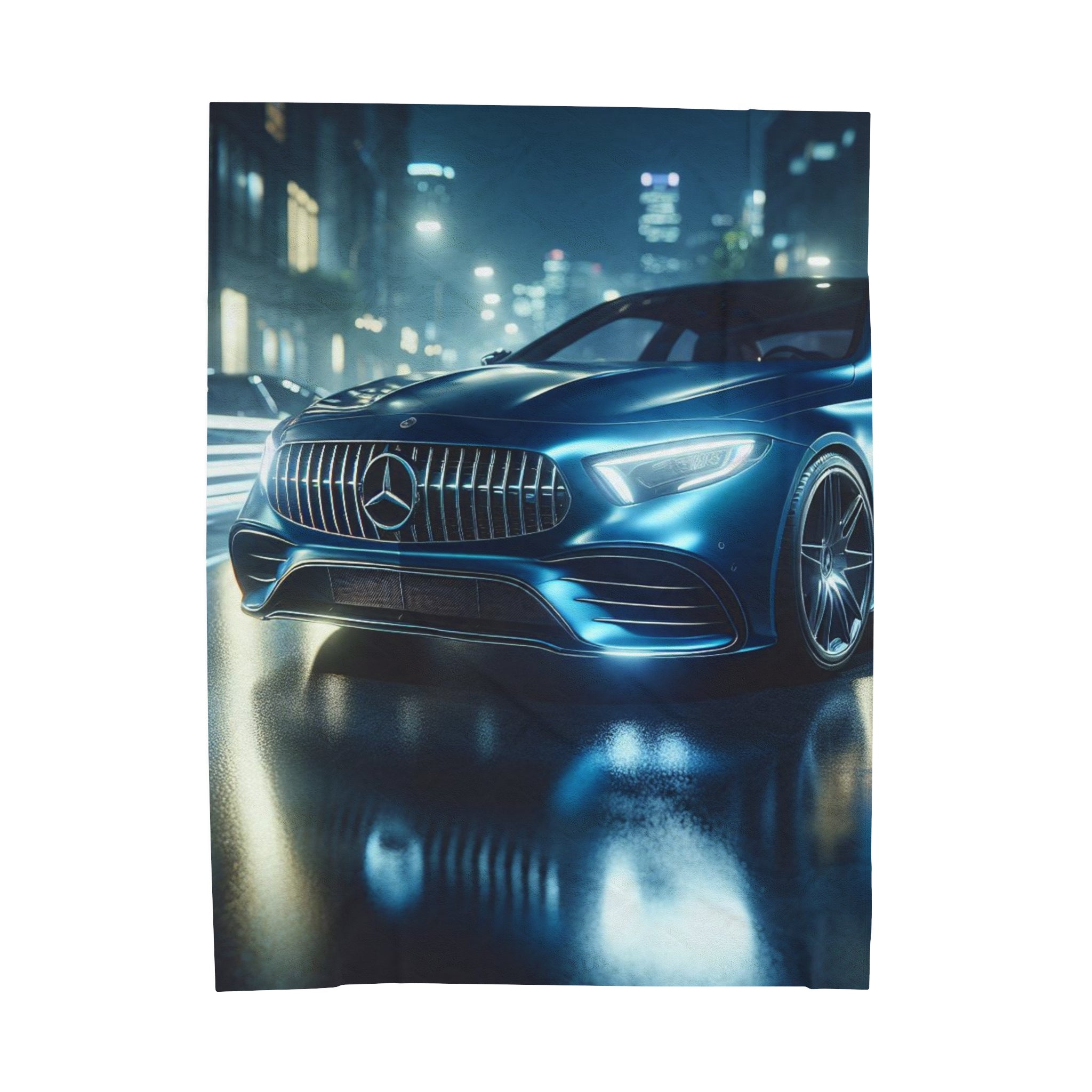 Blue Mercedes Plush Blanket All Over Prints Printify 60" × 80"  