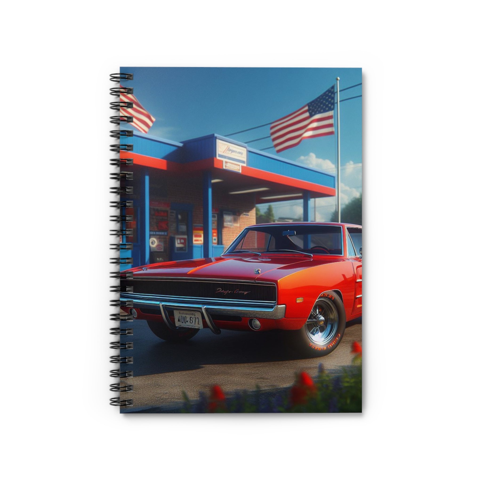 1970 Red Dodge Charger Spiral Notebook Paper products Printify One Size  