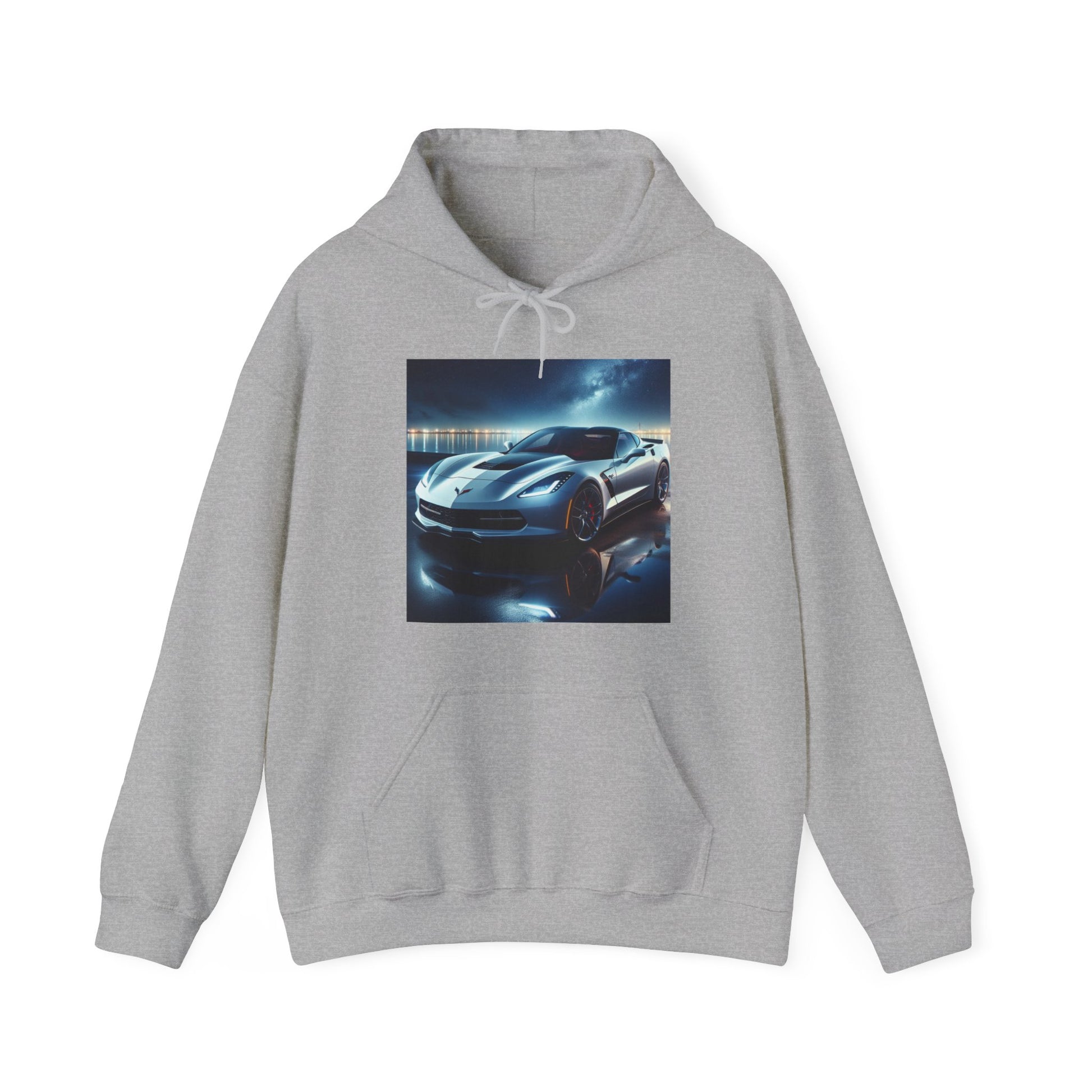 White Corvette Hoodie Hoodie Printify Sport Grey S 