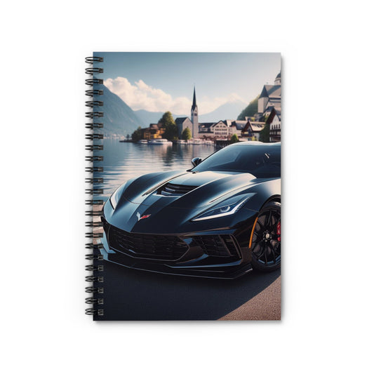 Black Corvette Spiral Notebook Paper products Printify One Size  