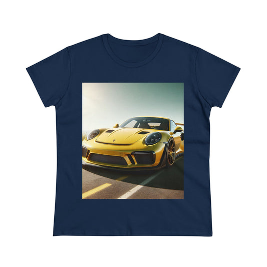 Yellow Porsche T-Shirt T-Shirt Printify Navy S 