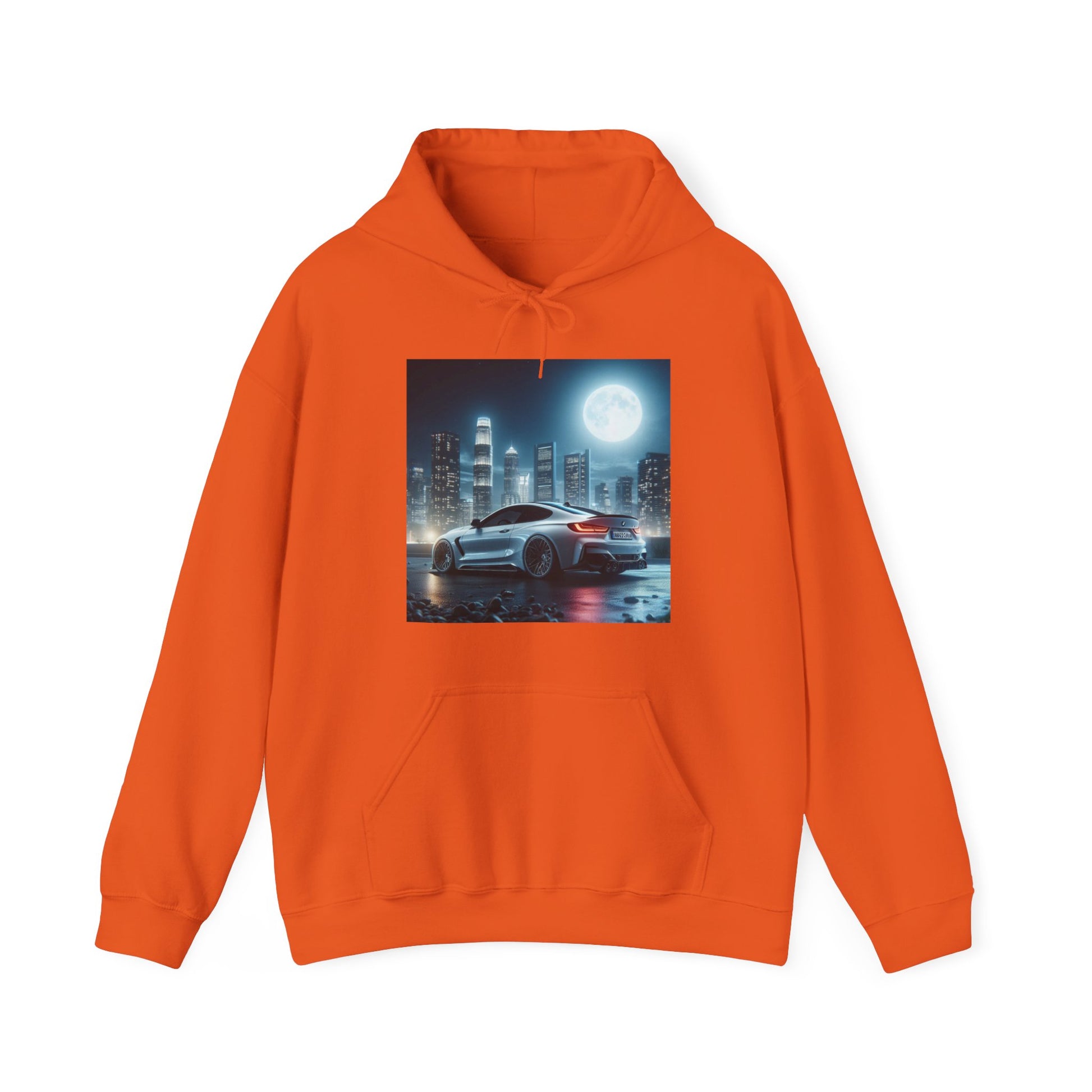 White BMW Hoodie Hoodie Printify Orange S 