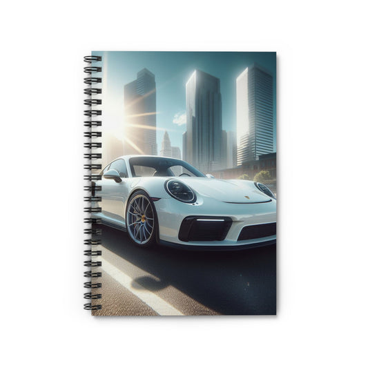 White Porsche Spiral Notebook Paper products Printify One Size  