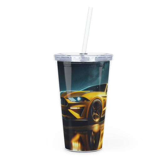 Yellow Mustang Tumbler with Straw Mug Printify 20oz Transparent 
