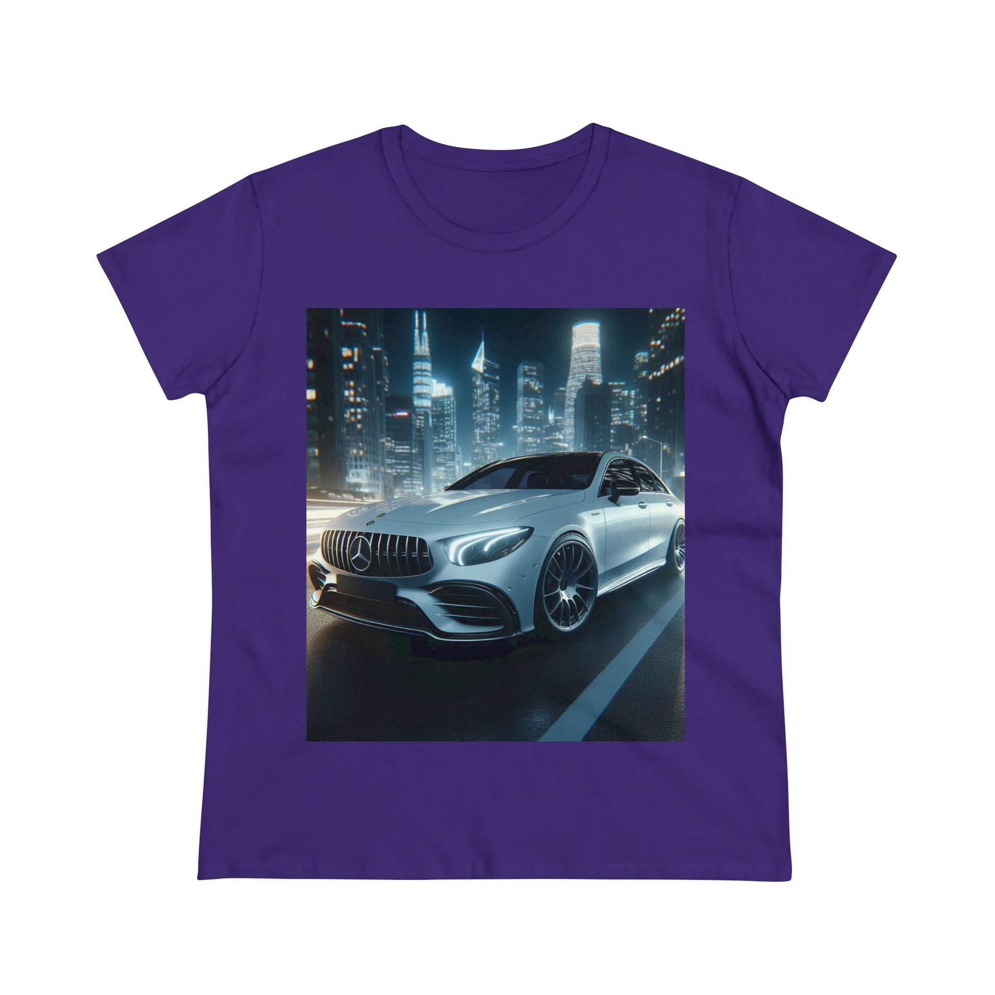 White Mercedes T-Shirt T-Shirt Printify Purple S 